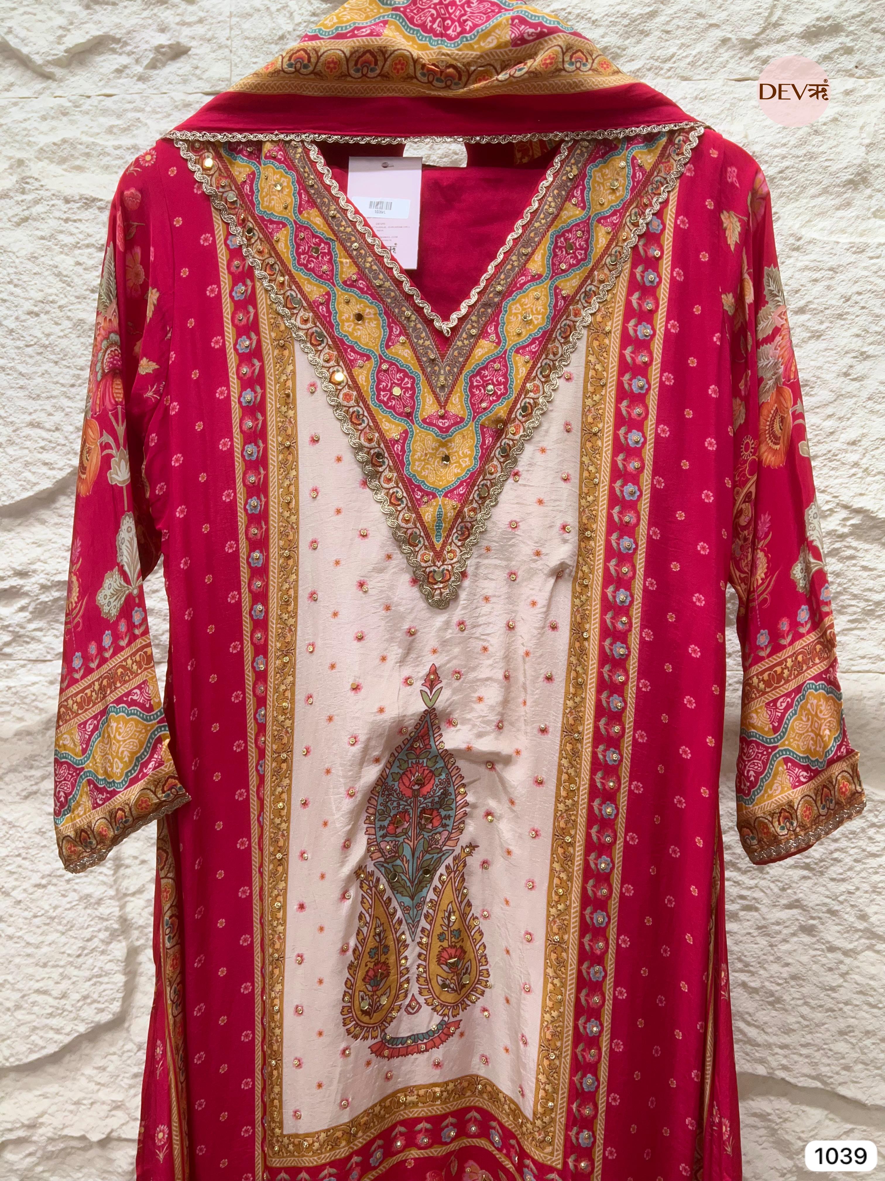 Crimson Bloom Crepe 3-Piece Set {1039}