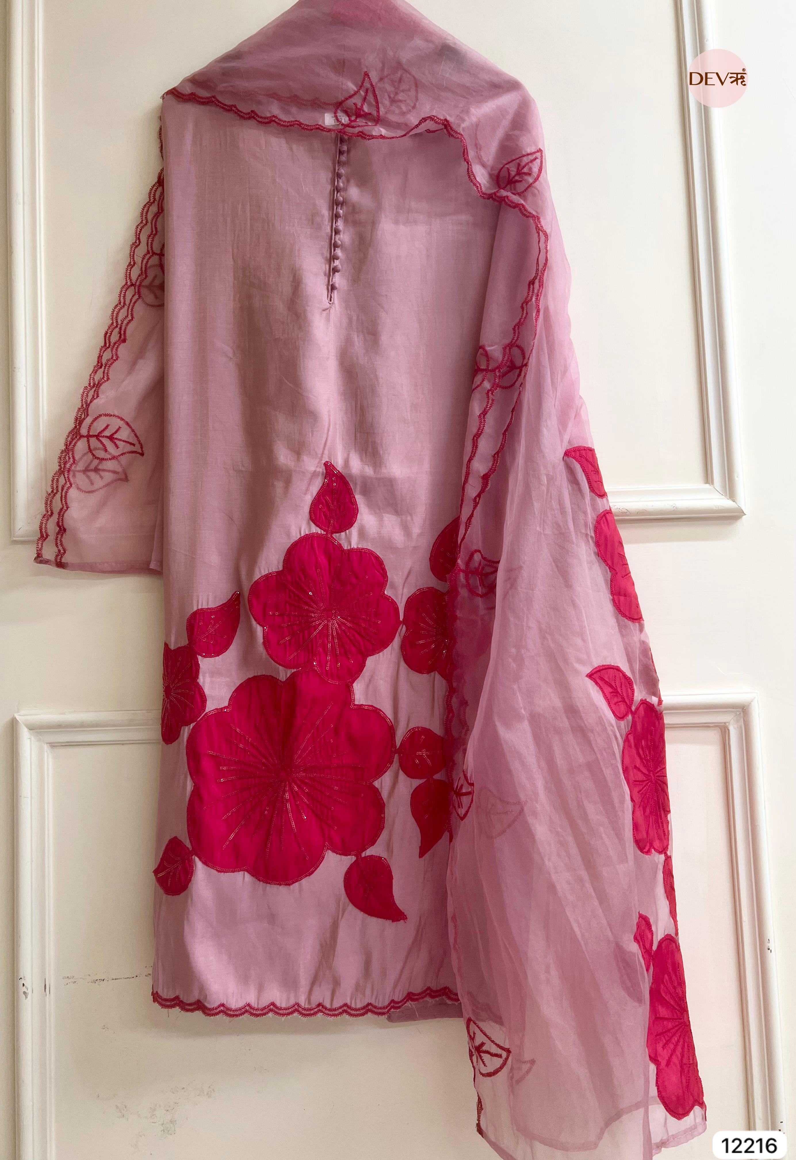 Dusty Rose Modal Silk Embroidered Unstitched 3-Piece Suit (Devri – D.No 12216)