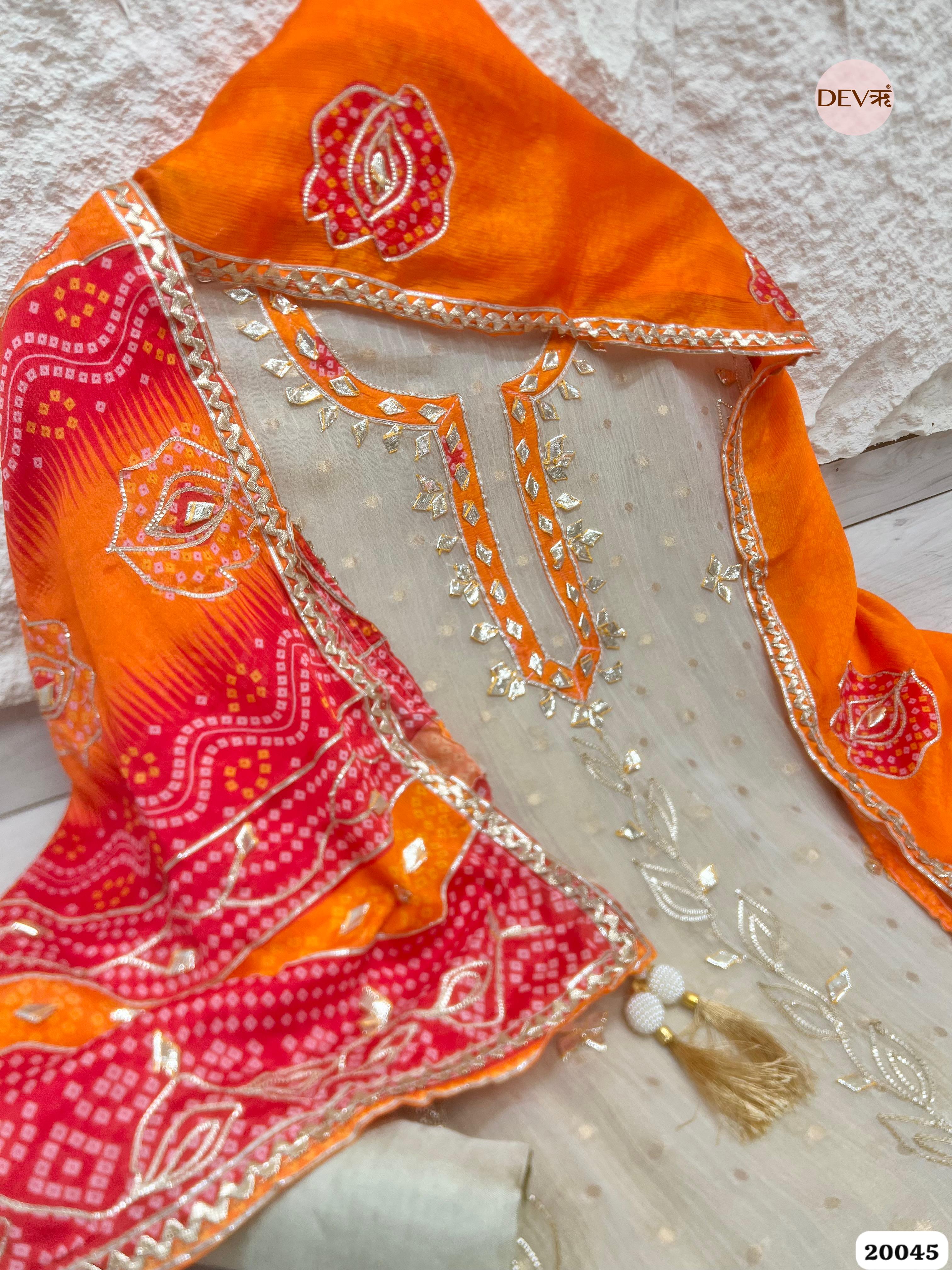 Ivory Pure Tissue Crush Embroidered Unstitched 3-Piece Suit (Devri – D.No . 20045)