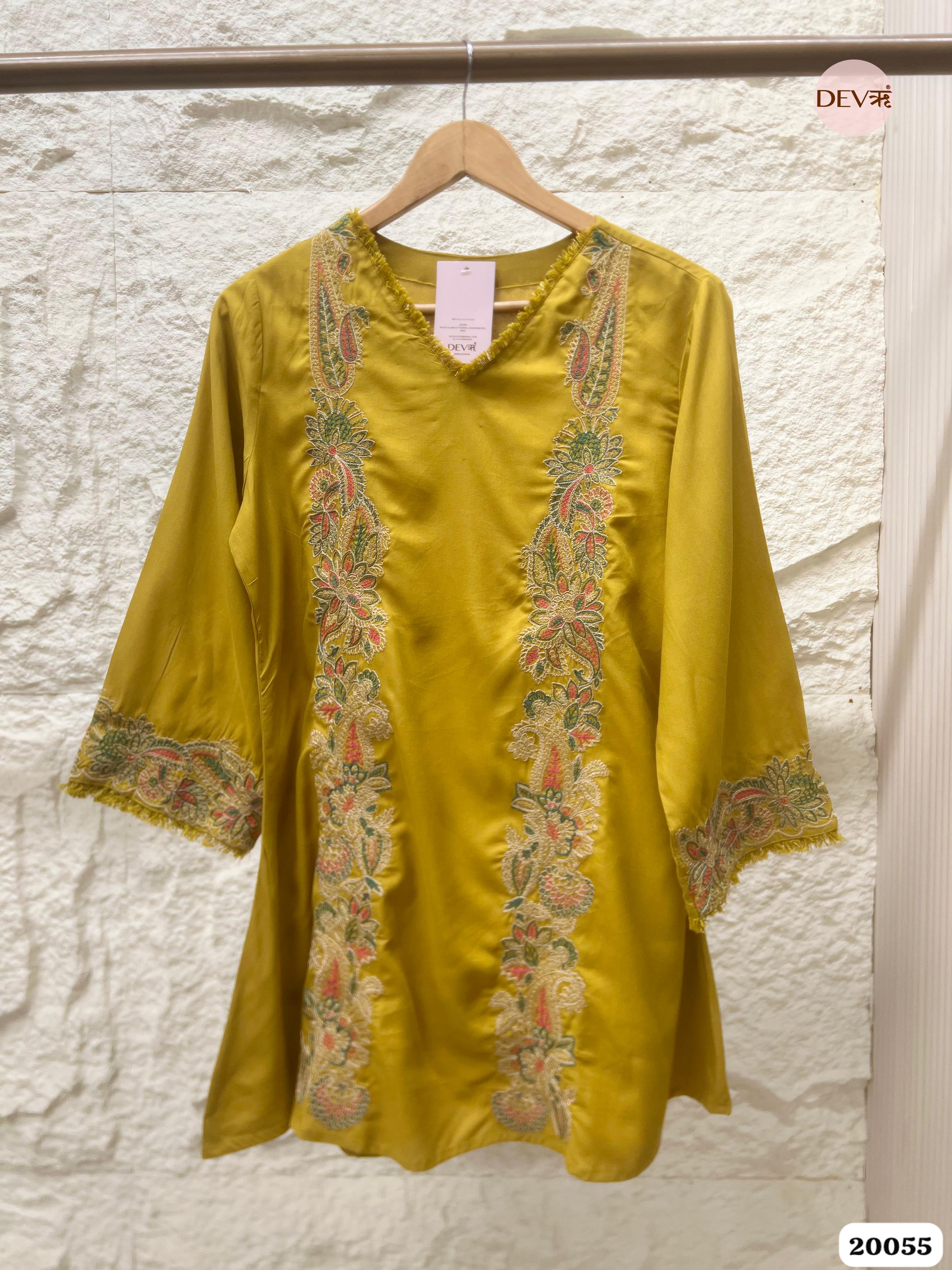 Aarohi German Rayon Embroidered Mustard 2-Piece Set (Devri – D.No 20055)