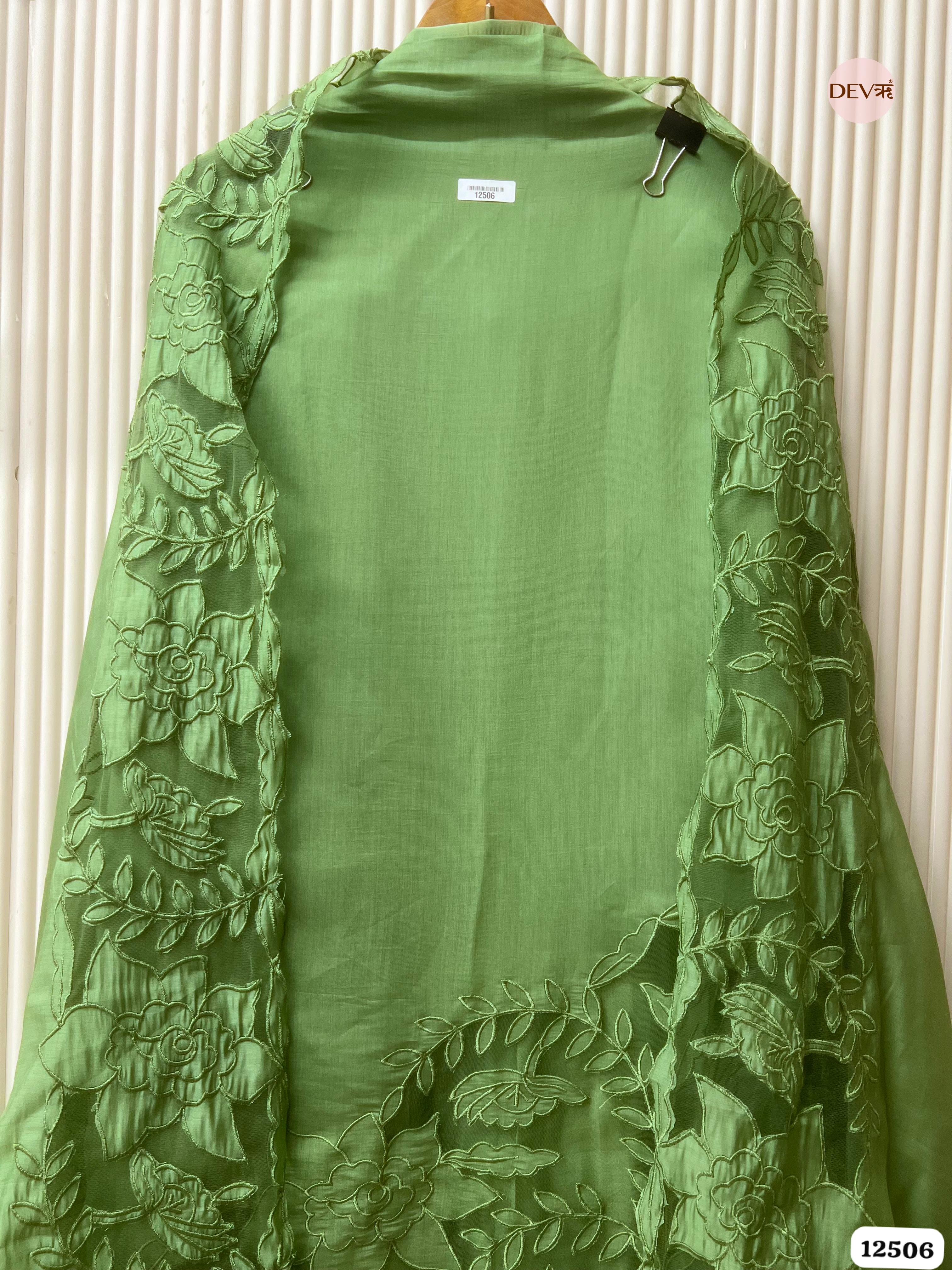 Sage Green Modal Silk Embroidered Unstitched 3-Piece Suit (Devri – D.No 12506)
