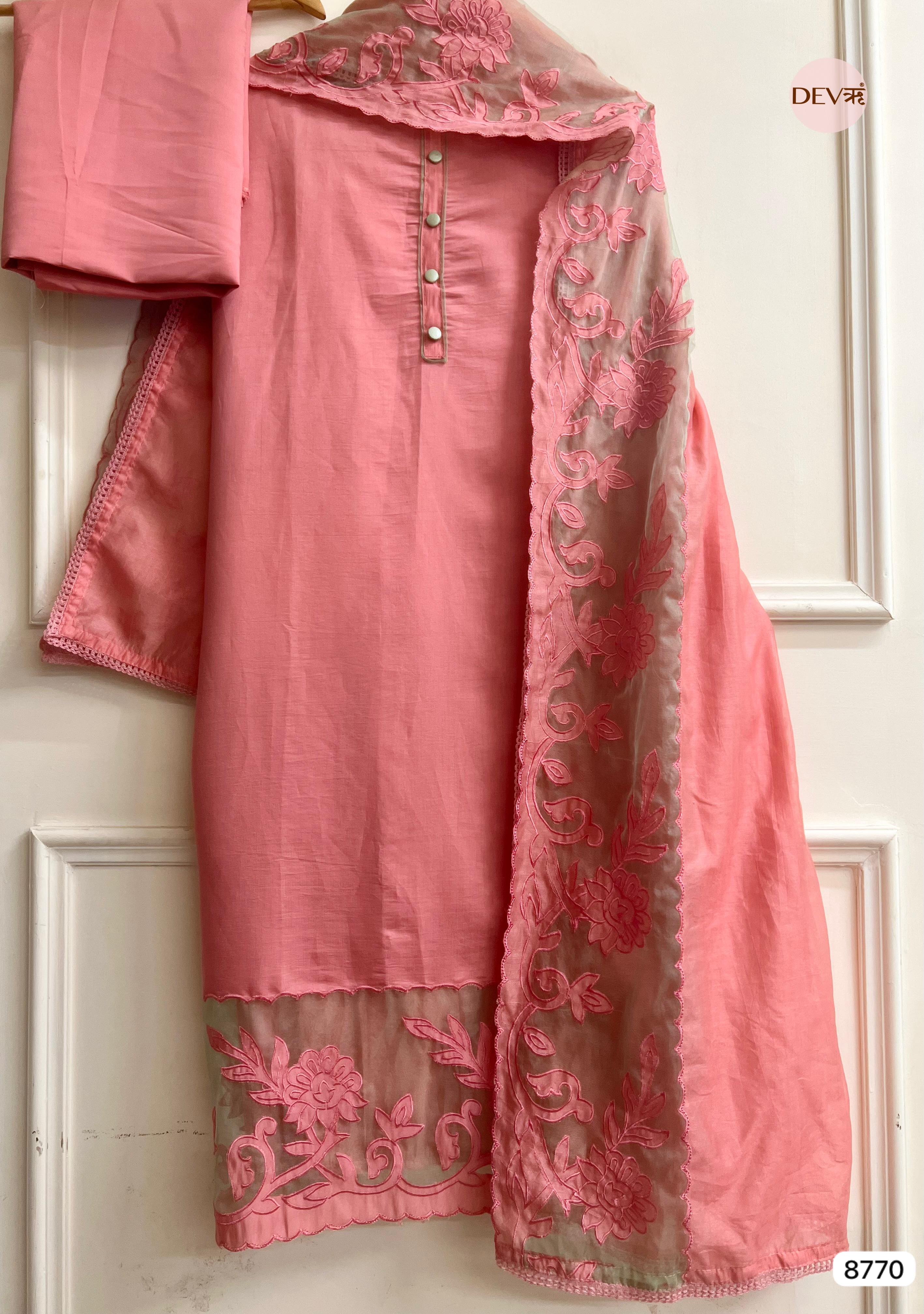 Pink Modal Silk Embroidered Unstitched 3-Piece Suit (Devri – D.No 8770)
