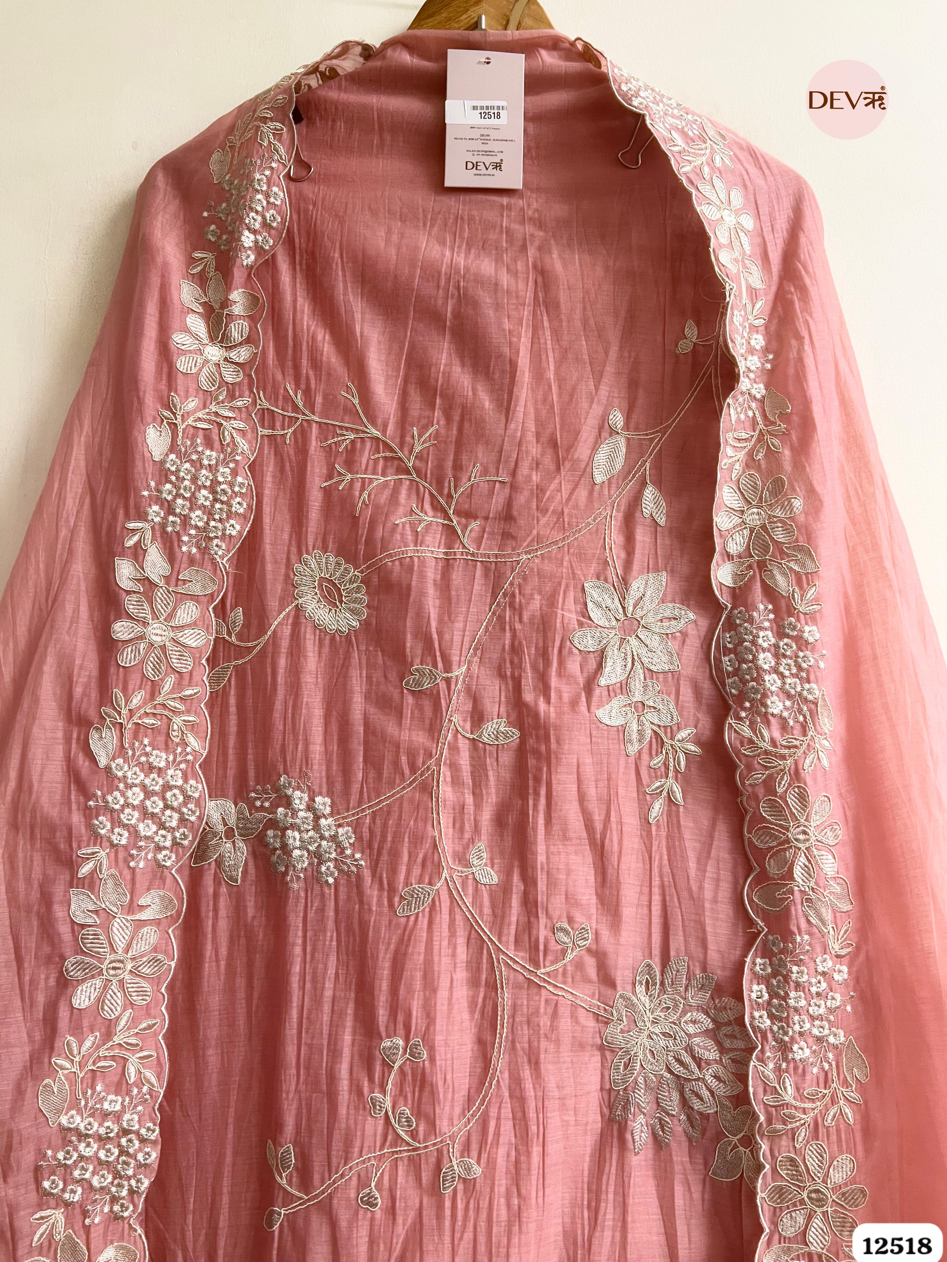 Pink Mul Cotton Embroidered Unstitched 3-Piece Suit (Devri – D.No 12518)