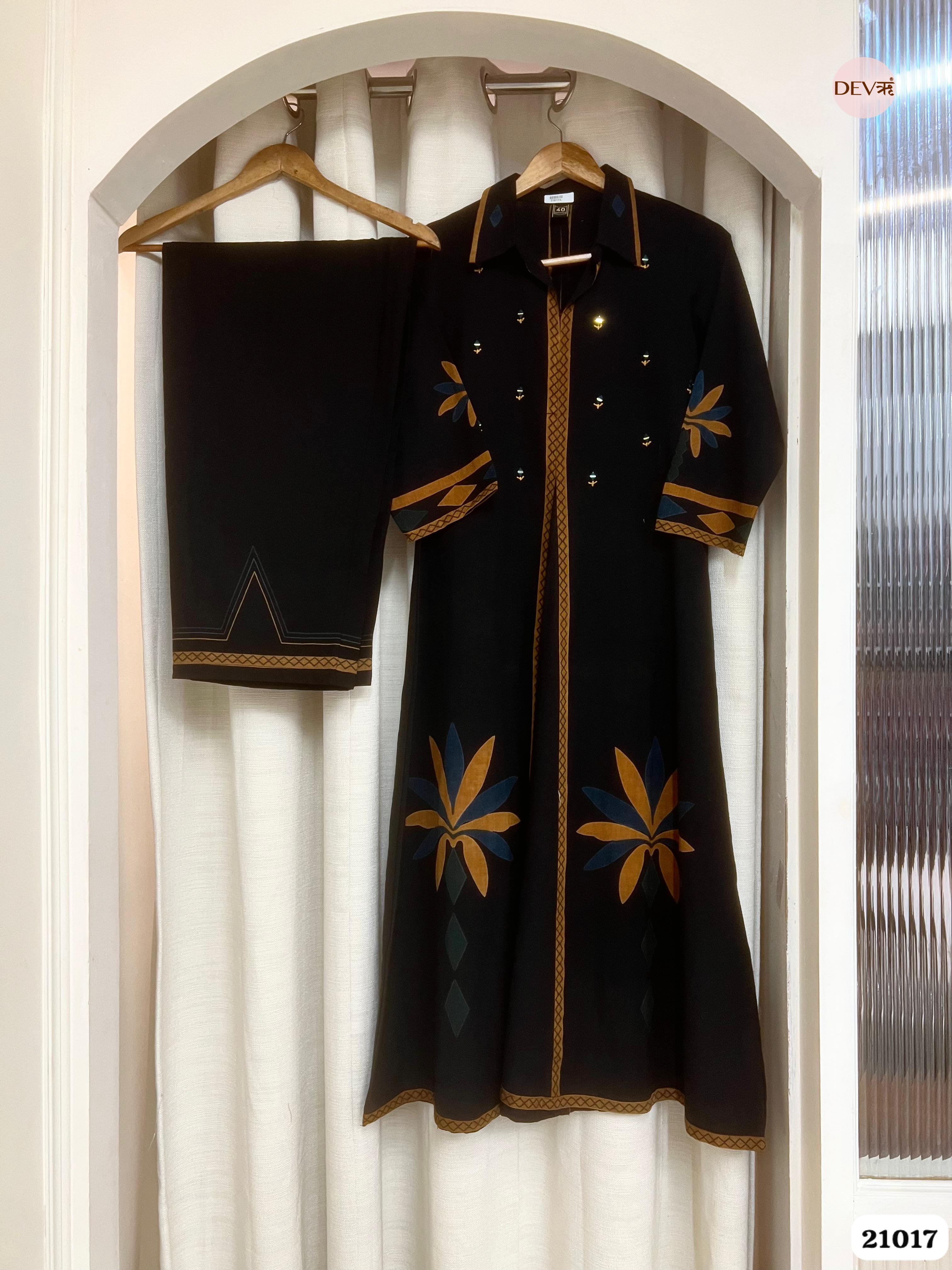 Meher Cotton slub Printed Black 2-Piece Set (Devri – D.No 21017)