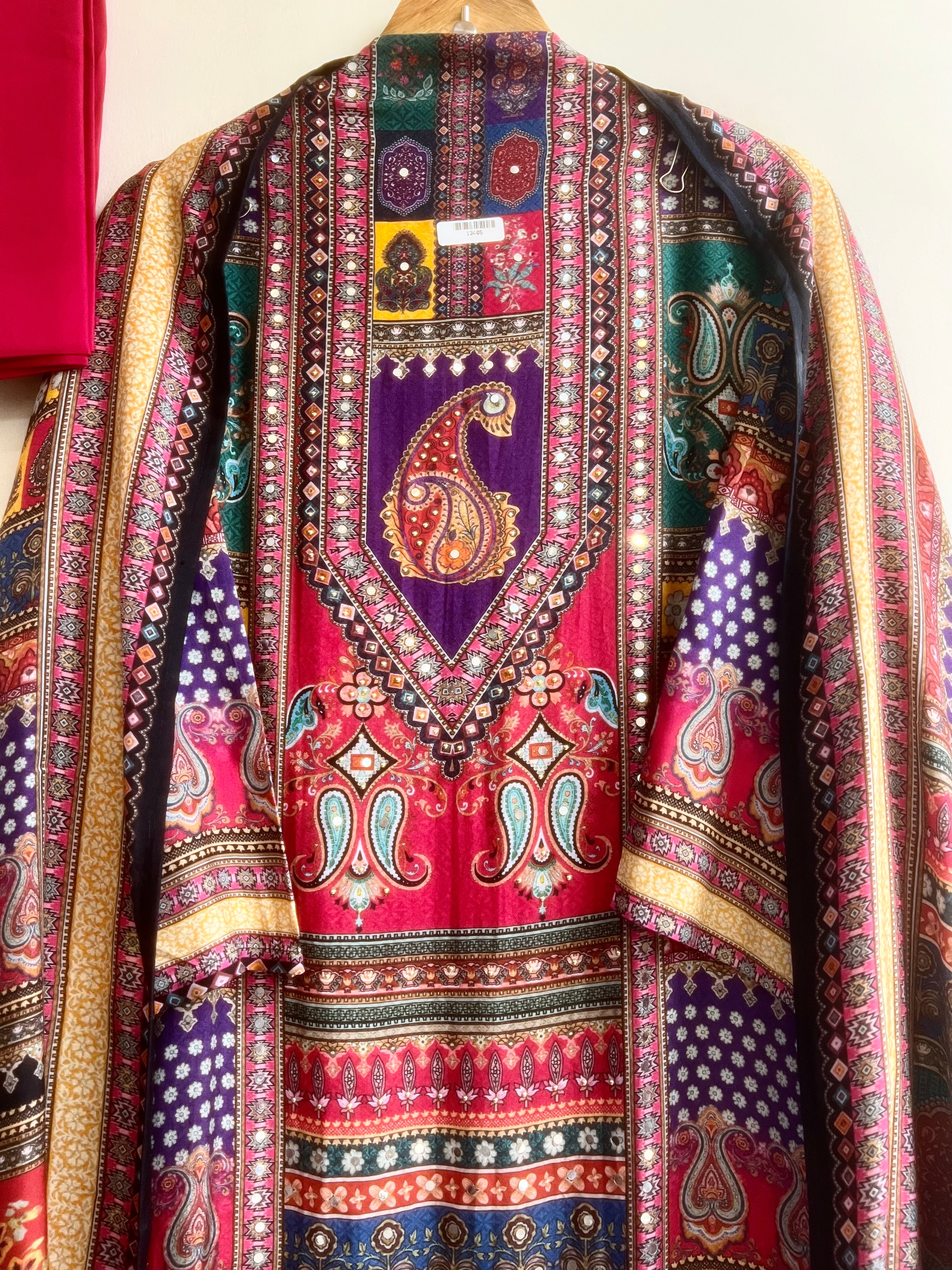Pink Muslin Printed Unstitched 3-Piece Suit (Devri – D.No 13405)