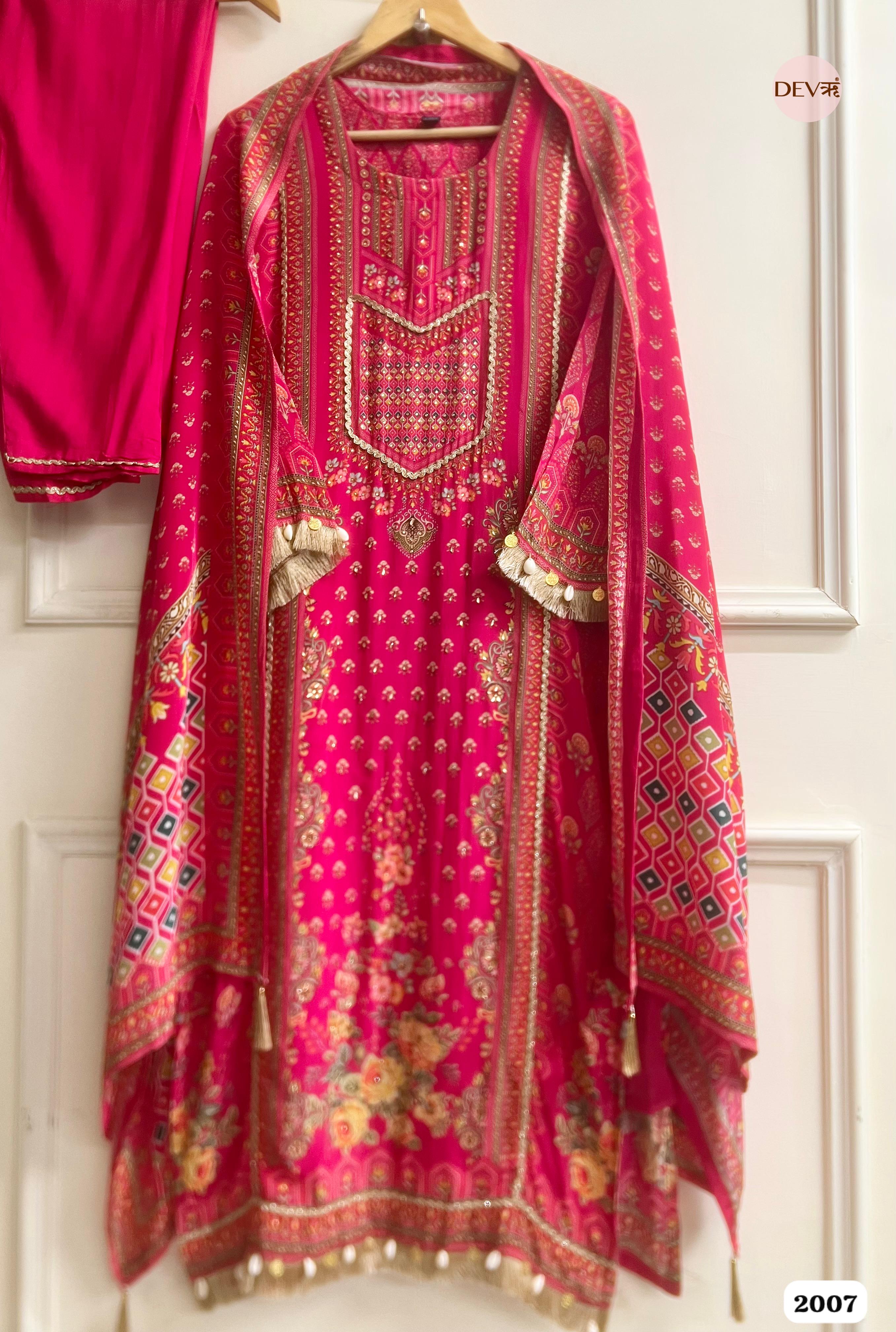 Ruhani Natural Crepe Printed 3-Piece Set (Devri – D.No 2007