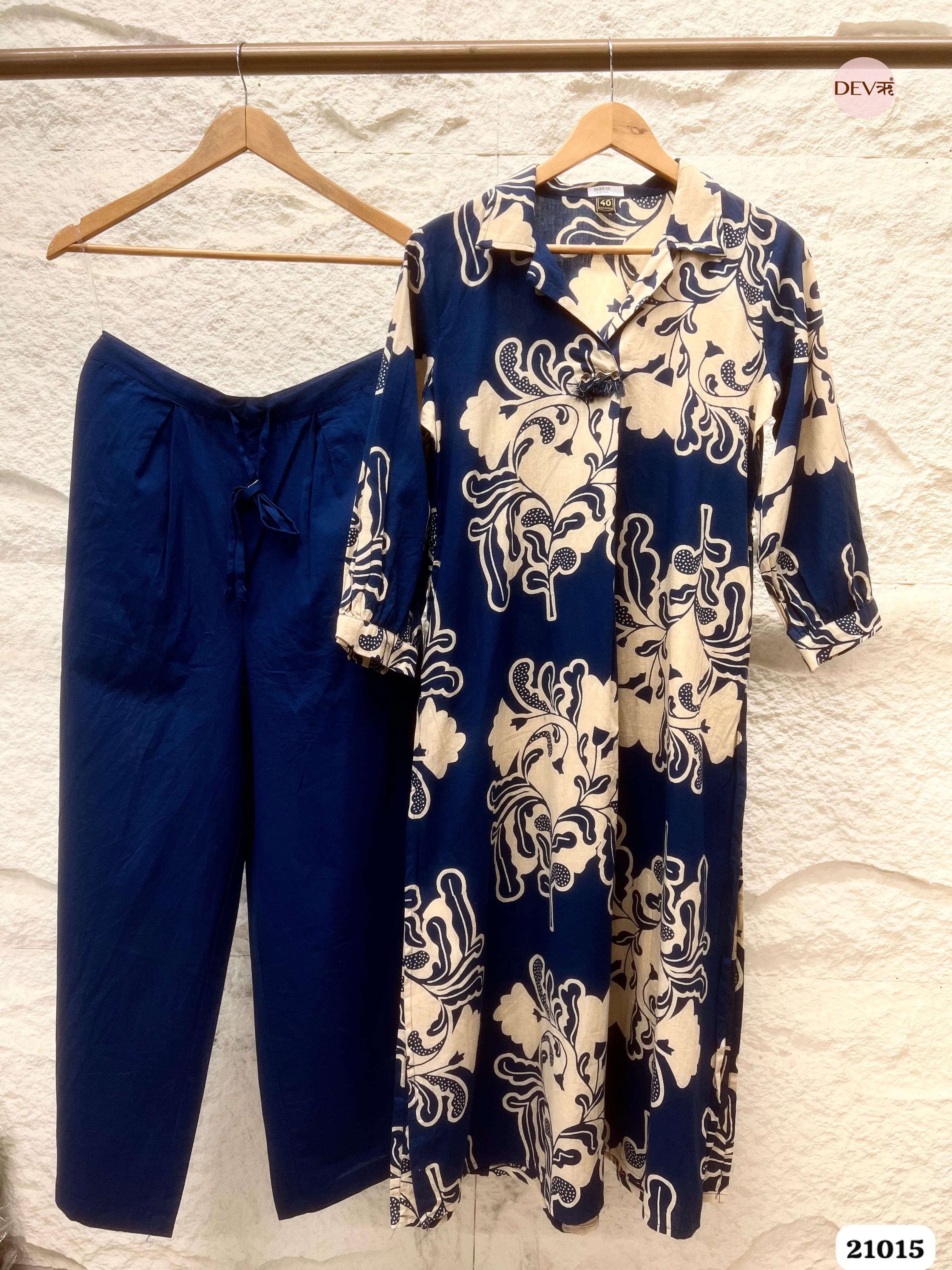 Neelambari Cotton slub Printed Blue 2-Piece Set (Devri – D.No 21015)