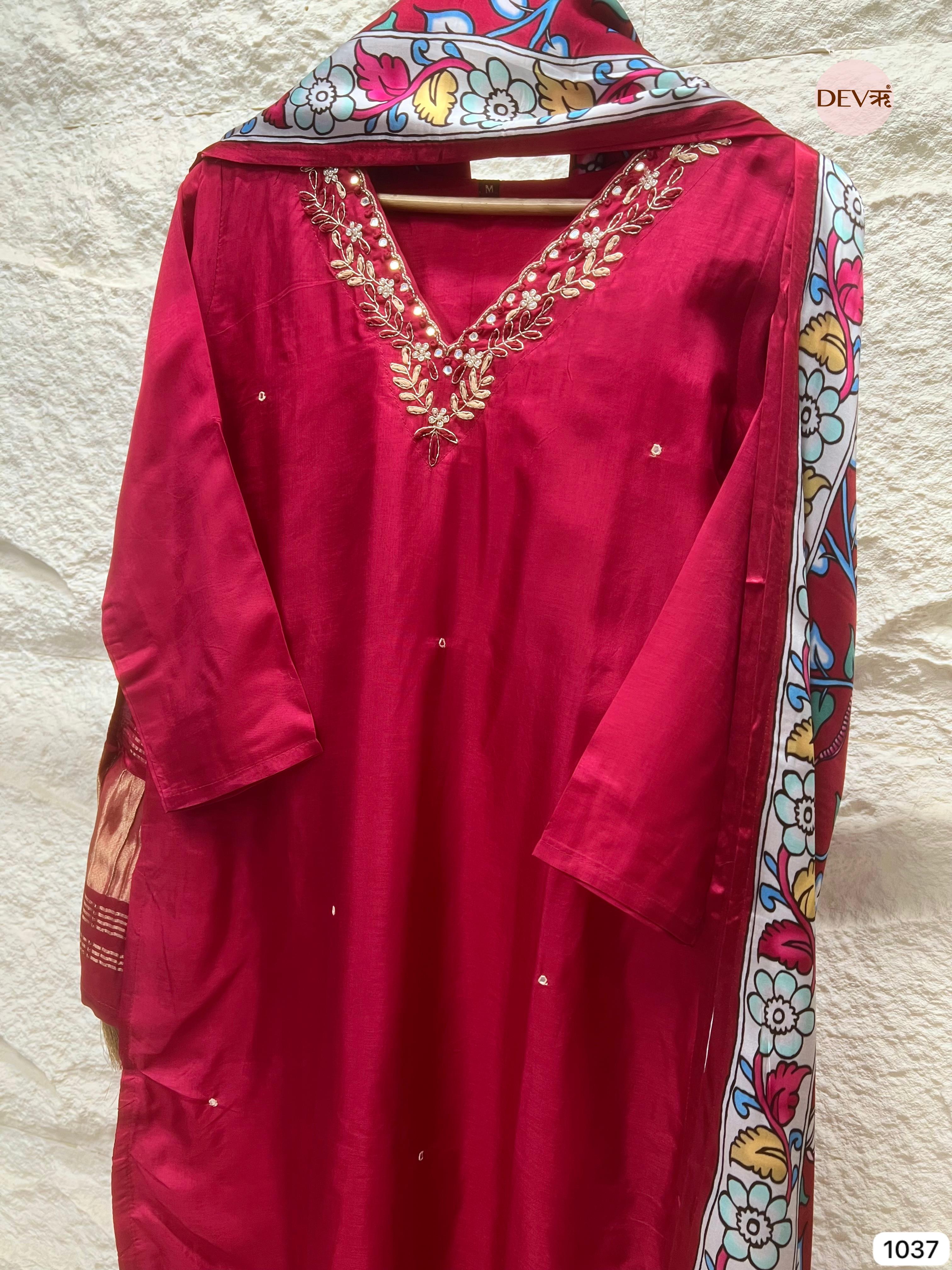 Ruby Luxe Silk 3-Piece Set {1037}