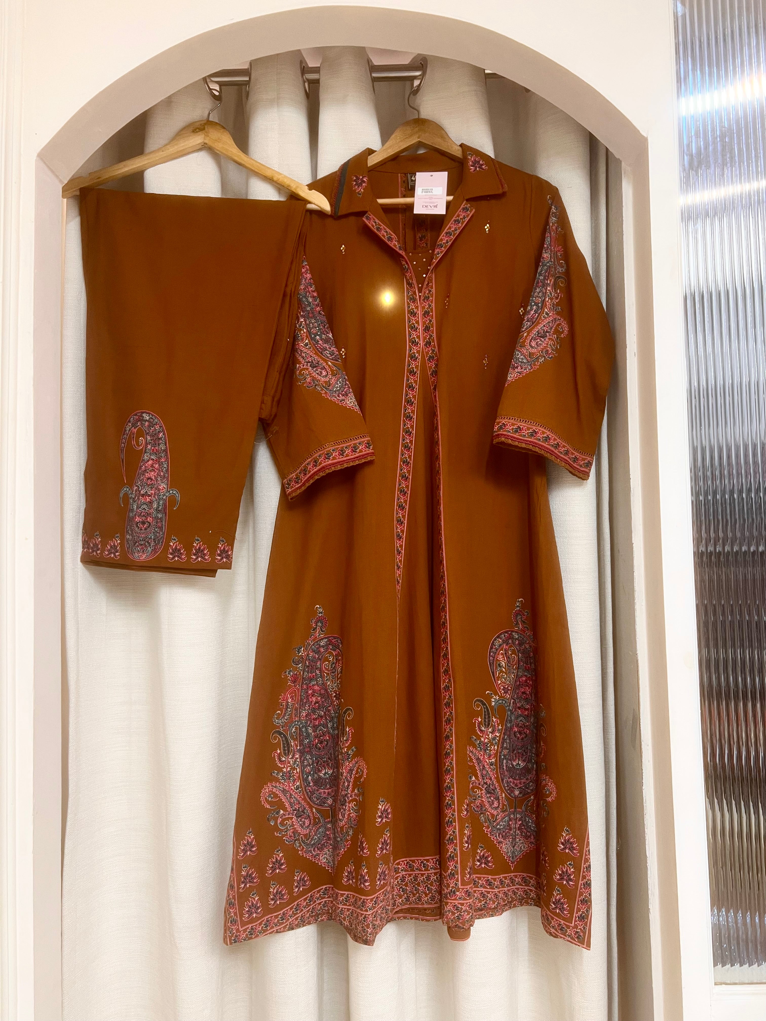 Zarmin Cotton Slub Printed Rust 2-Piece Set (Devri – D.No 21022)