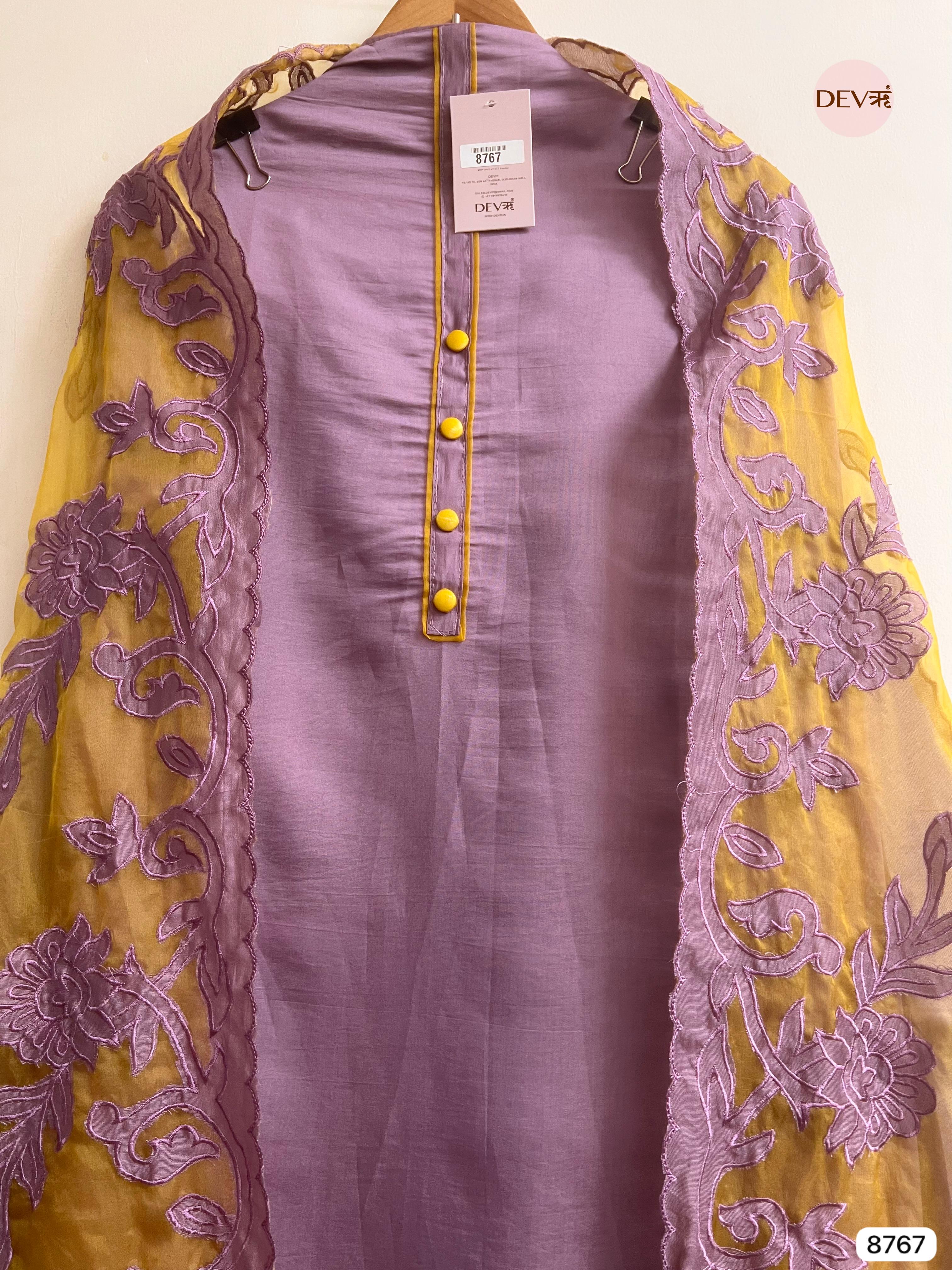 Lavender Modal Silk Embroidered Unstitched 3-Piece Suit (Devri – D.No 8767)