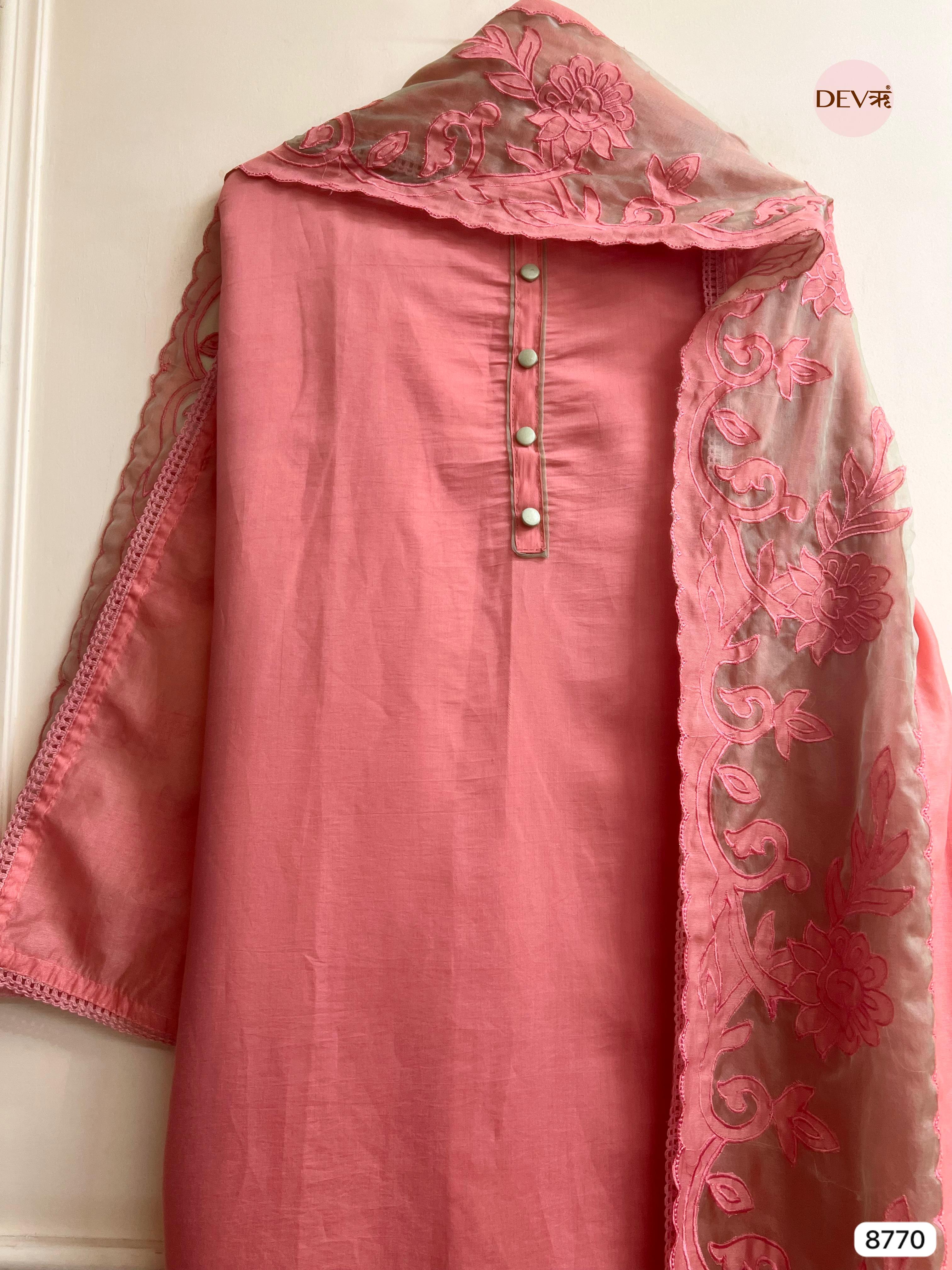 Pink Modal Silk Embroidered Unstitched 3-Piece Suit (Devri – D.No 8770)