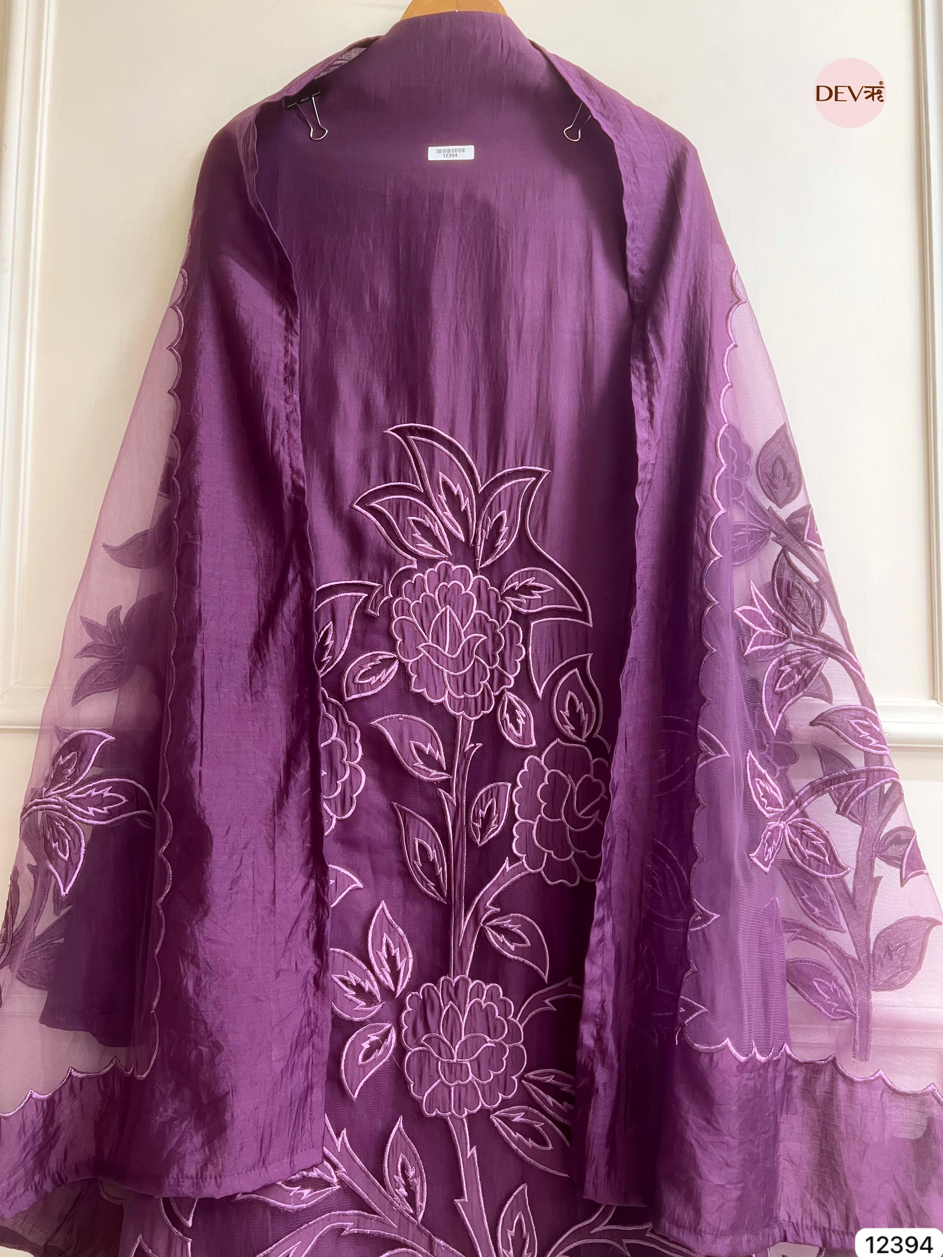 Plum Modal Silk Embroidered Unstitched 3-Piece Suit (Devri – D.No 12394)