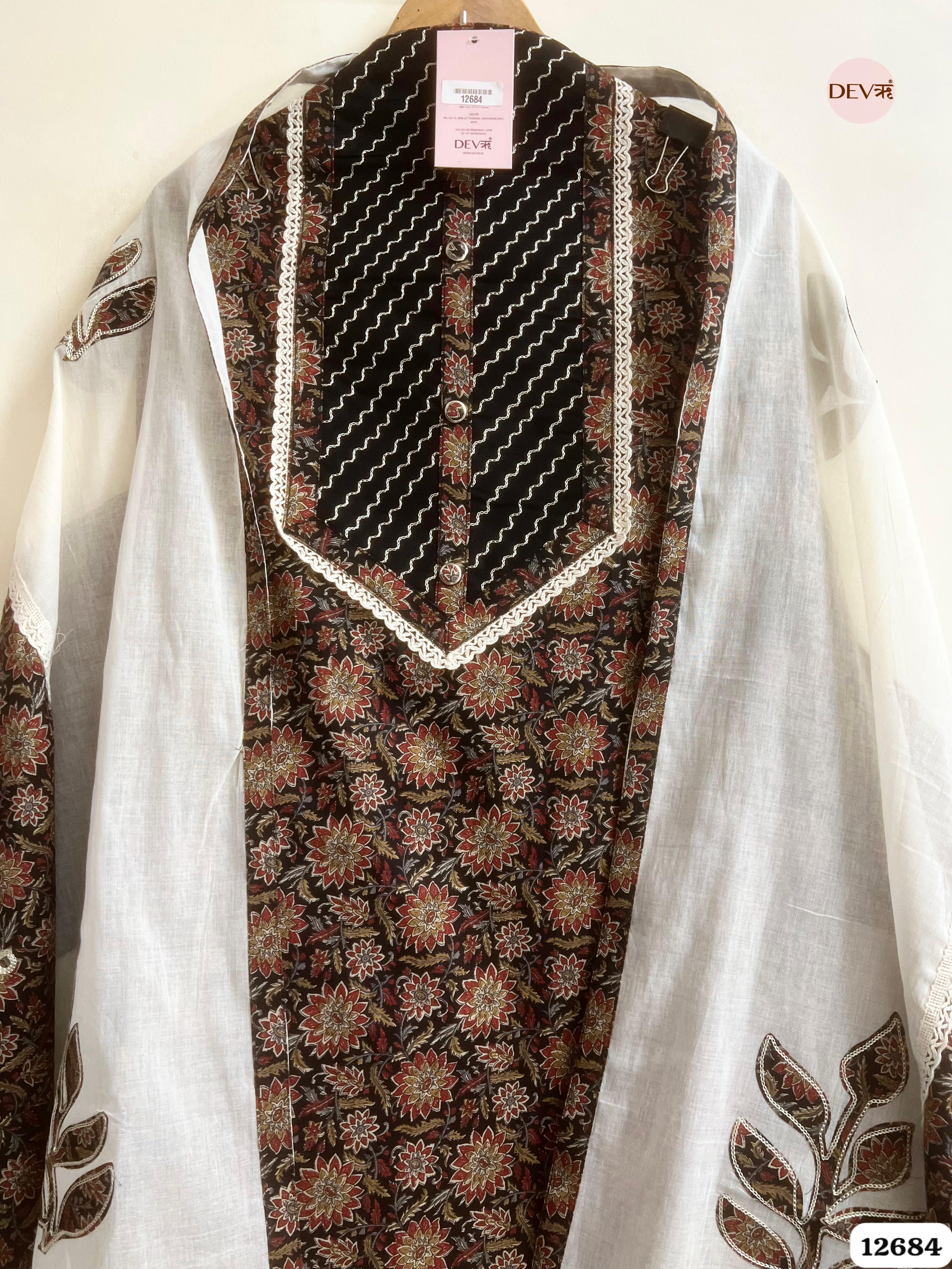 Multicolor Cotton Printed Unstitched 3-Piece Suit (Devri – D.No 12684)