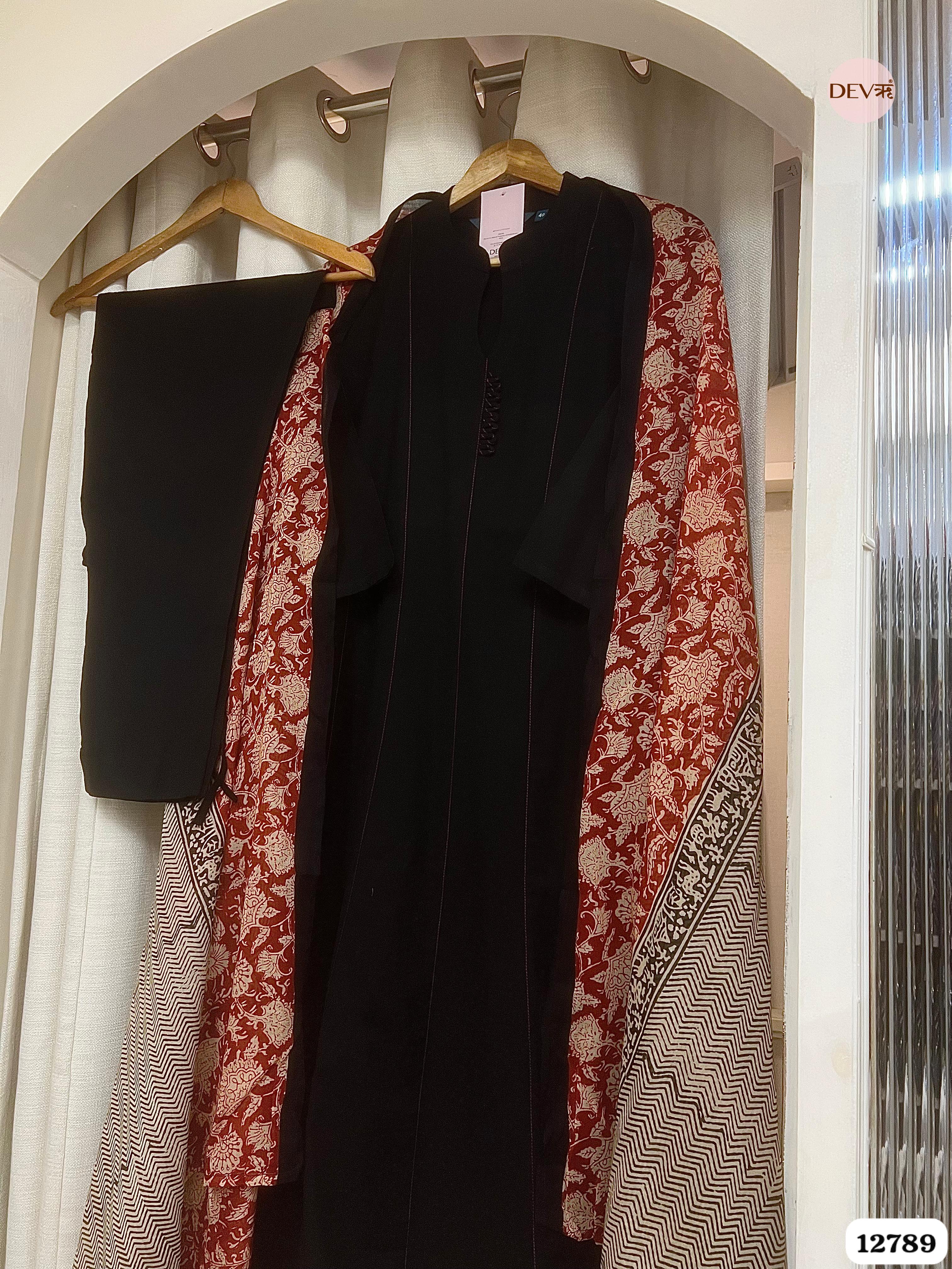 Zoya Cotton Printed Black 3-Piece Set (Devri – D.No 12789)