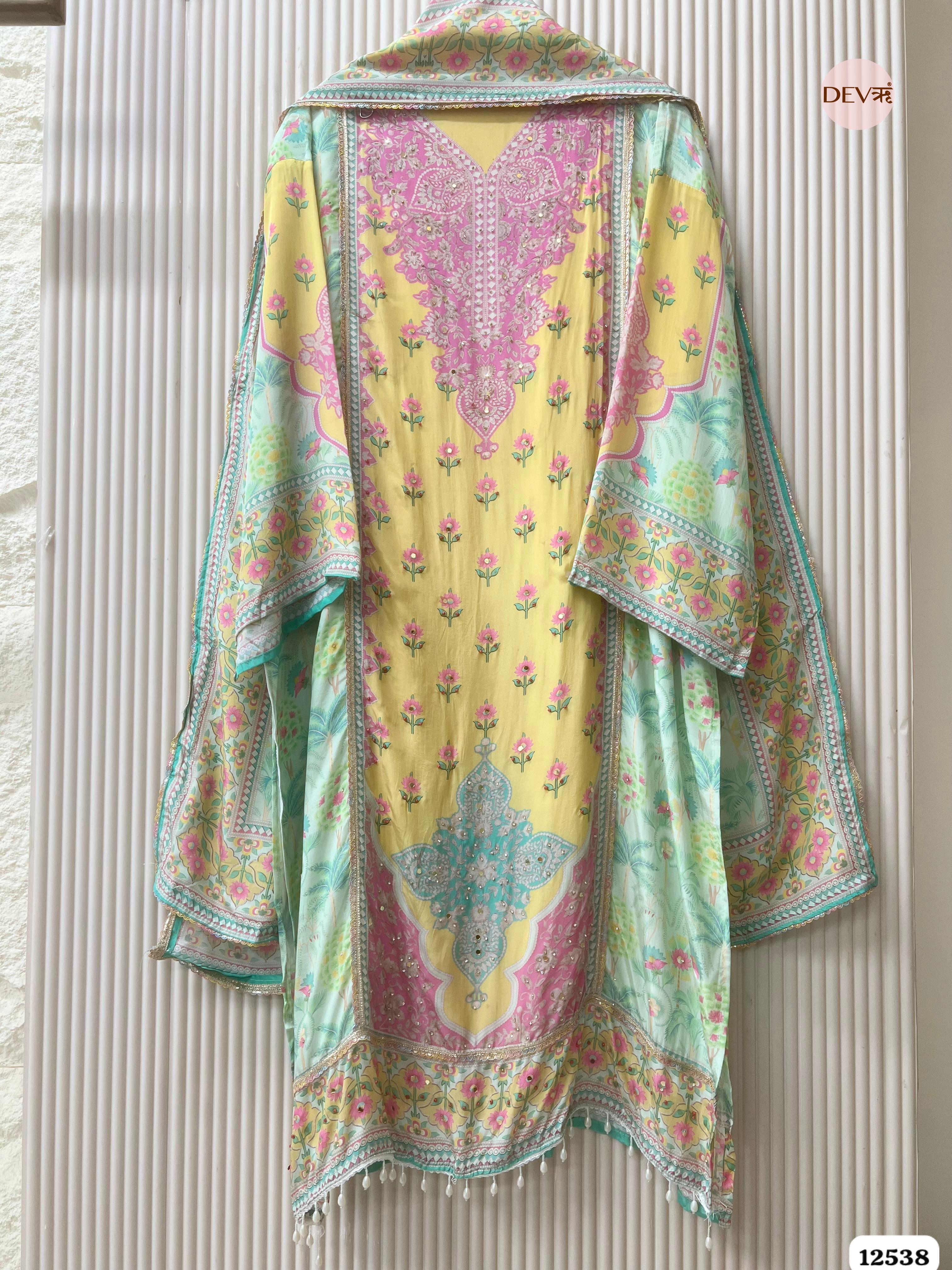 Taupe Muslin Digital Printed Unstitched 3-Piece Suit (Devri – D.No. 12538)