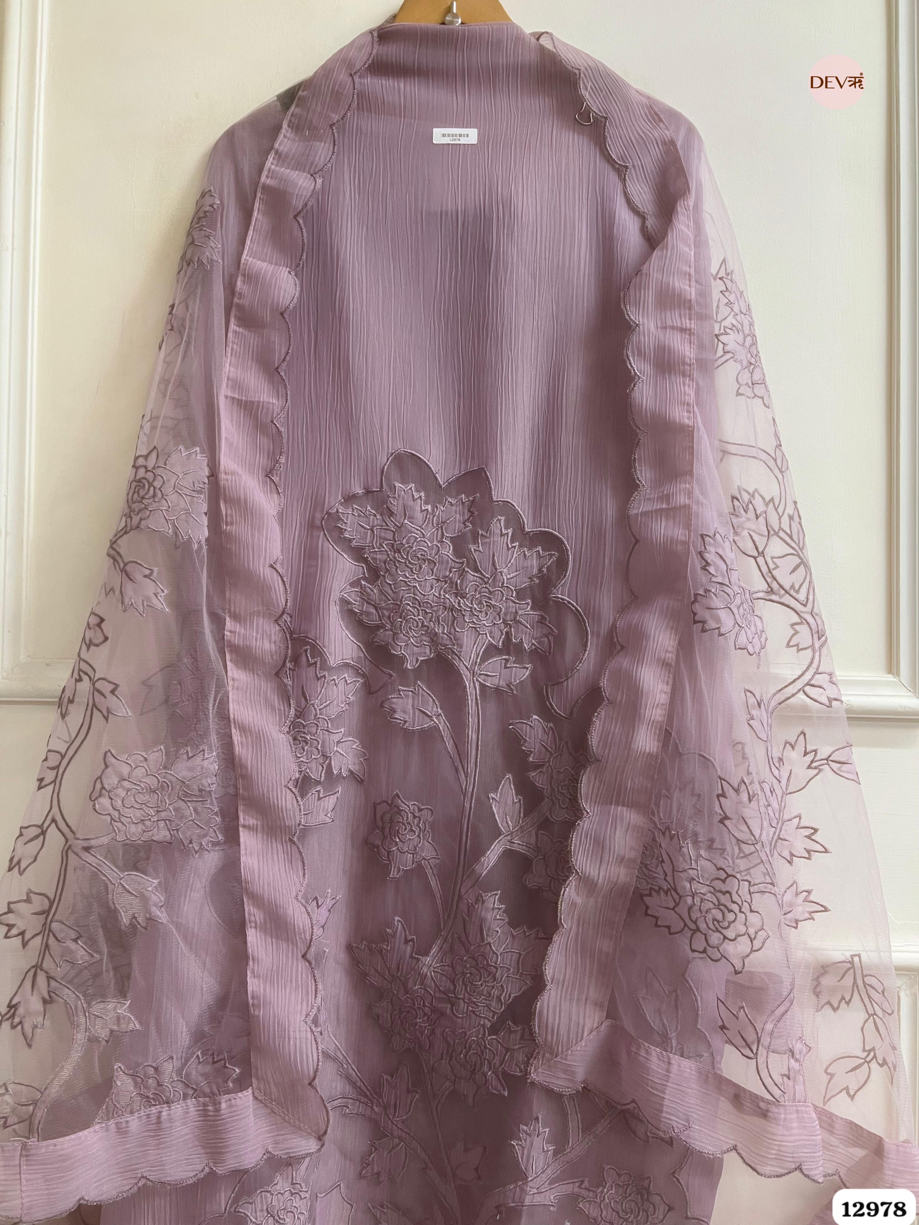 Mauve Tissue Crush Embroidered Unstitched 3-Piece Suit (Devri – D.No 12978)