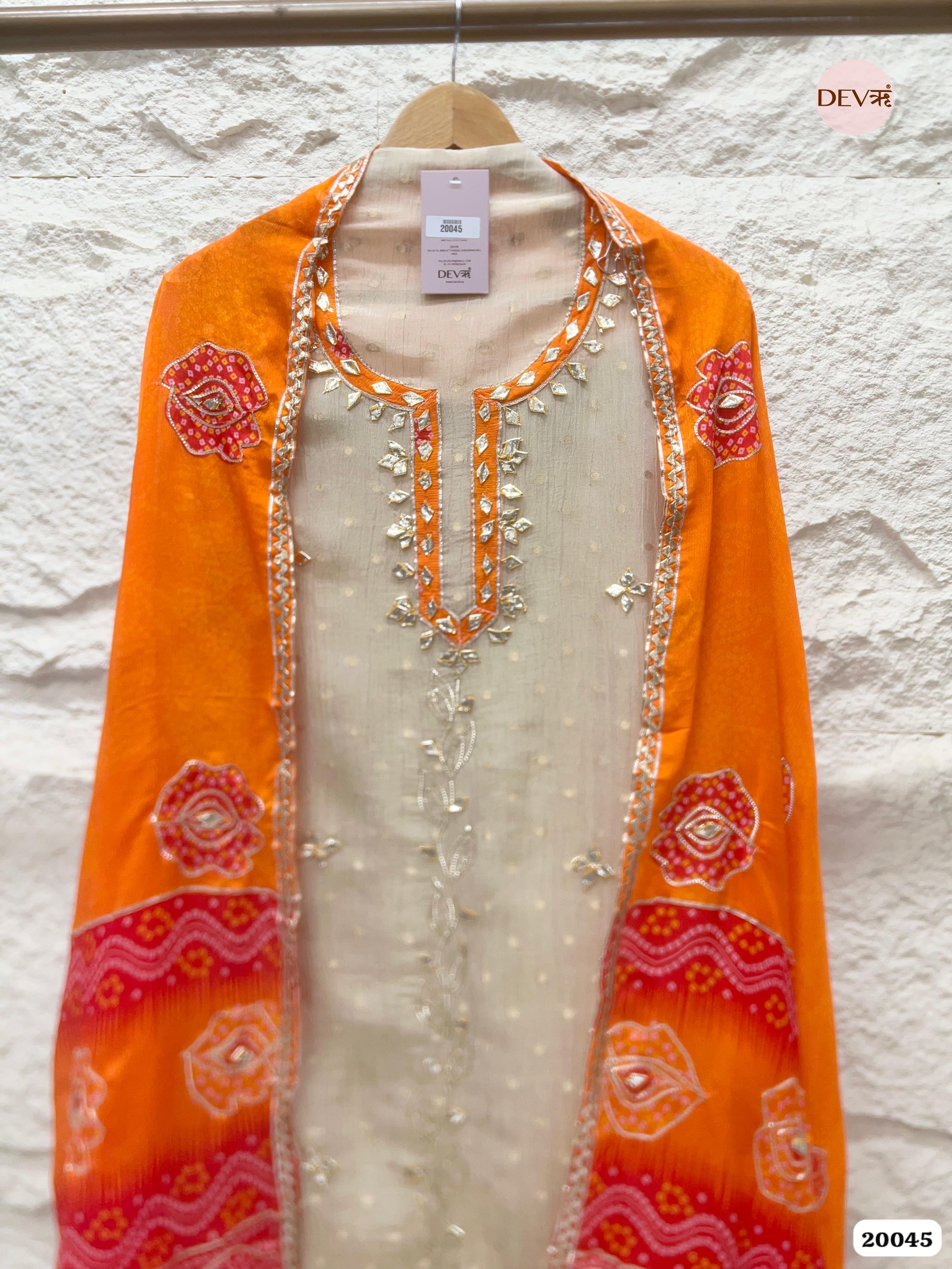 Ivory Pure Tissue Crush Embroidered Unstitched 3-Piece Suit (Devri – D.No . 20045)