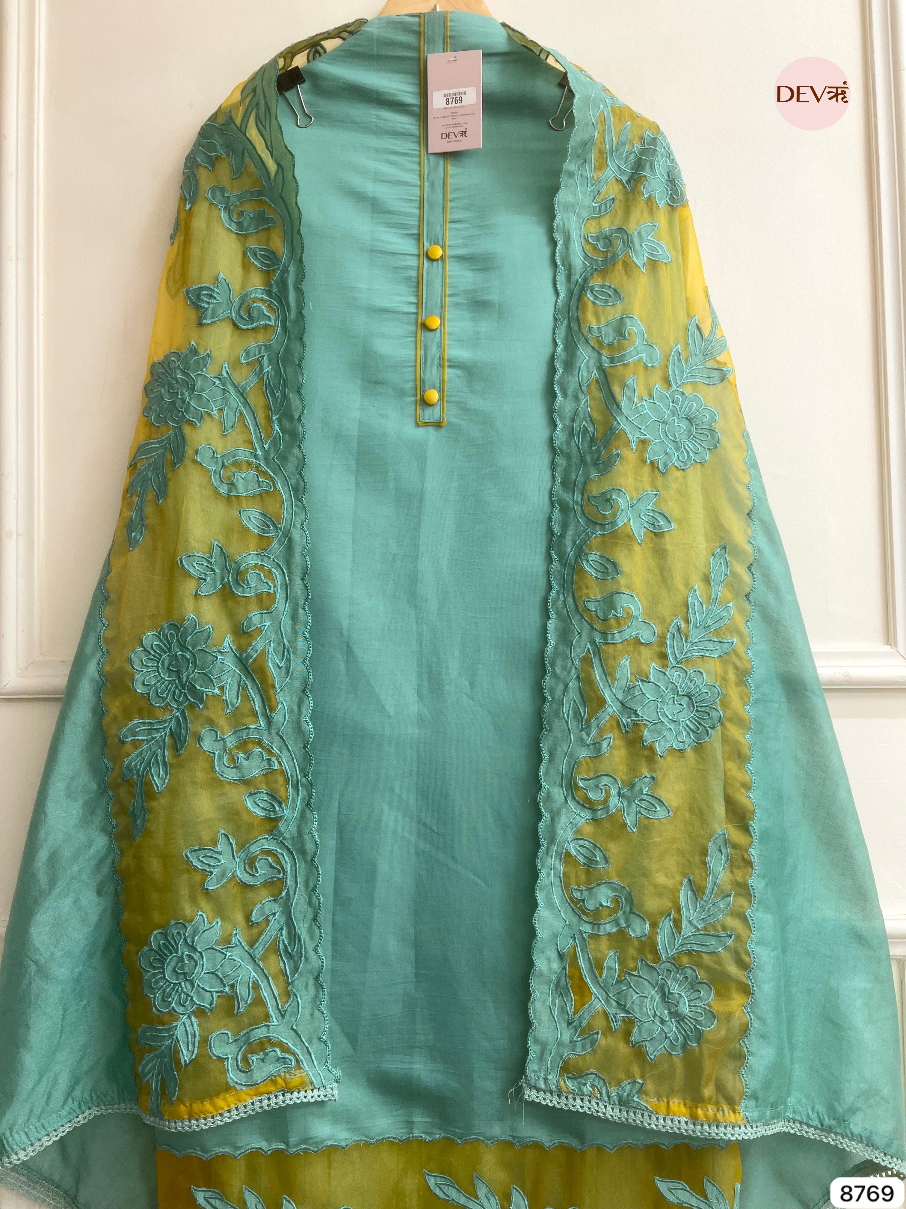 Seafoam Green Modal Silk Embroidered Unstitched 3-Piece Suit (Devri – D.No 8769)