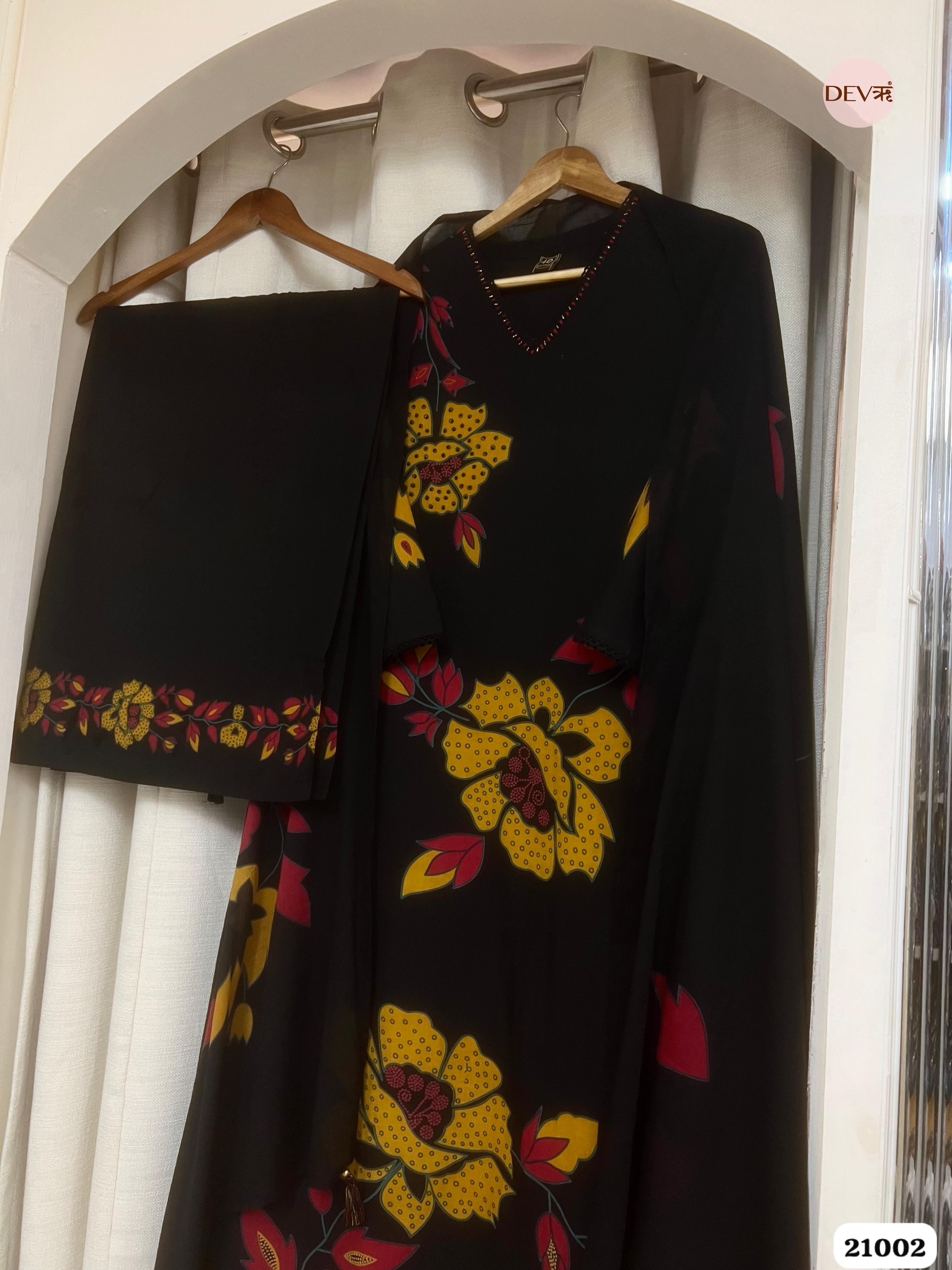 Ananya Cotton Printed Black 3-Piece Set (Devri – D.No 21002)
