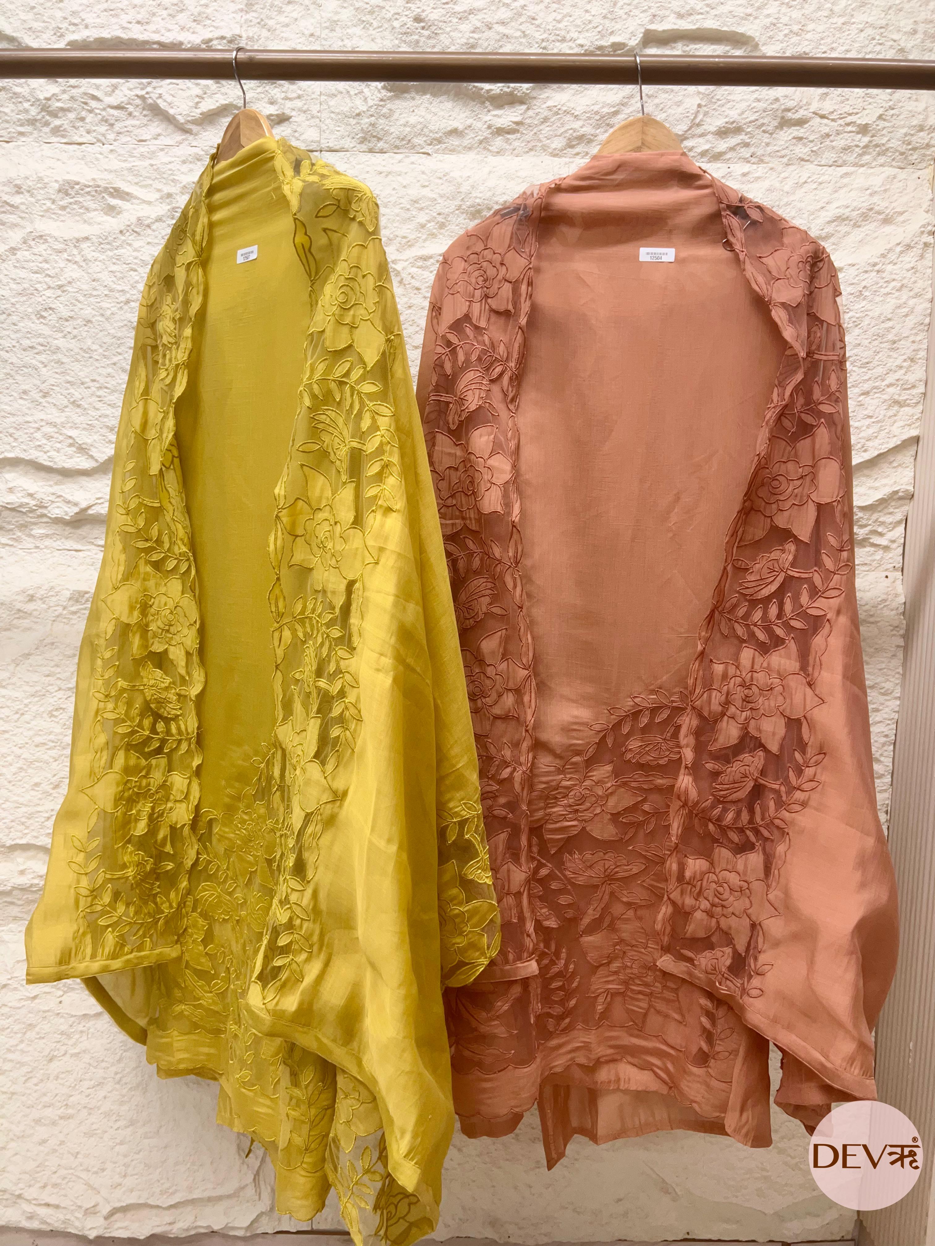 Mustard Modal Silk Embroidered Unstitched 3-Piece Suit (Devri – D.No . 12507)