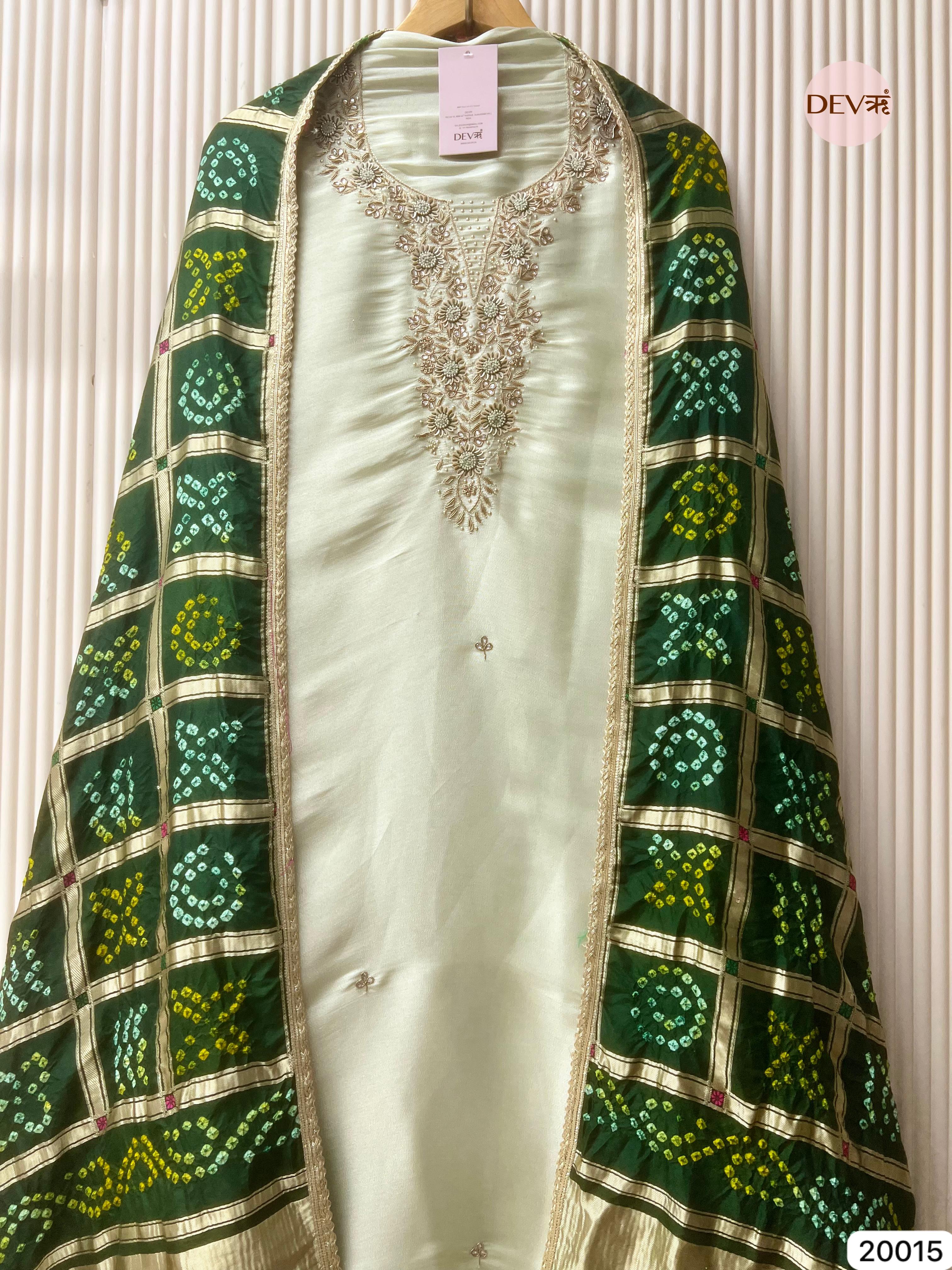 Mint Green Giraffe Silk Embroidered Unstitched 3-Piece Suit (Devri – D. N.20015)