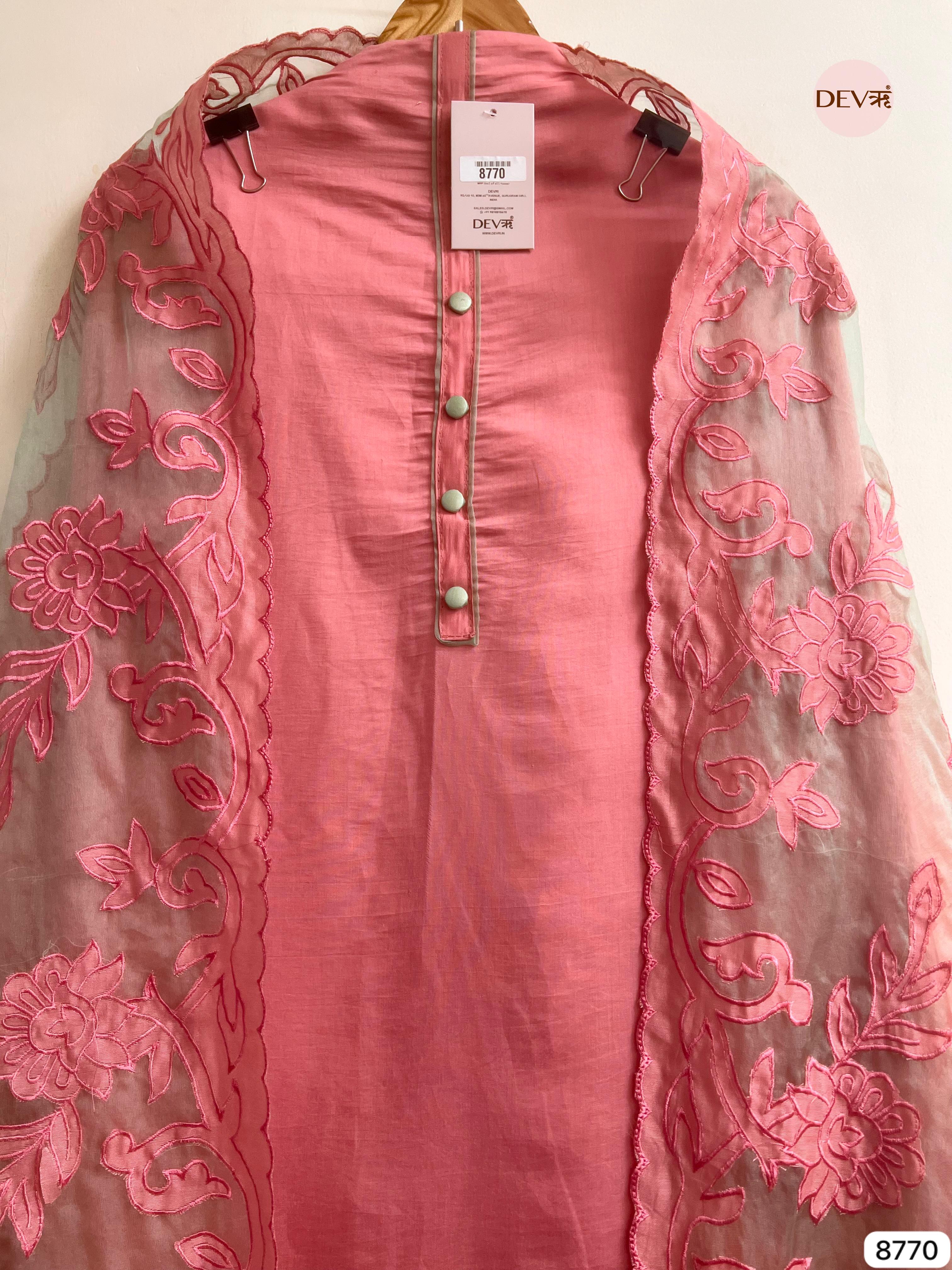 Pink Modal Silk Embroidered Unstitched 3-Piece Suit (Devri – D.No 8770)