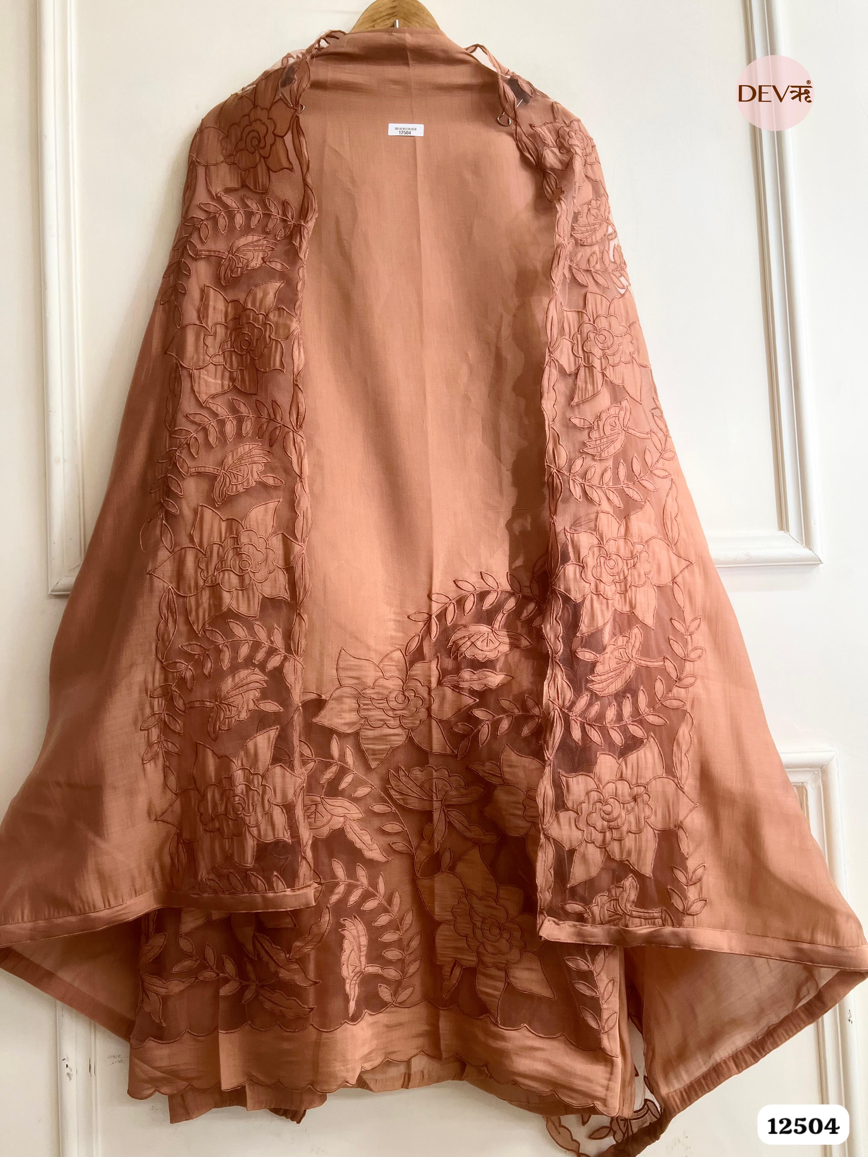 Copper Modal Silk Embroidered Unstitched 3-Piece Suit (Devri – D.No.12504)