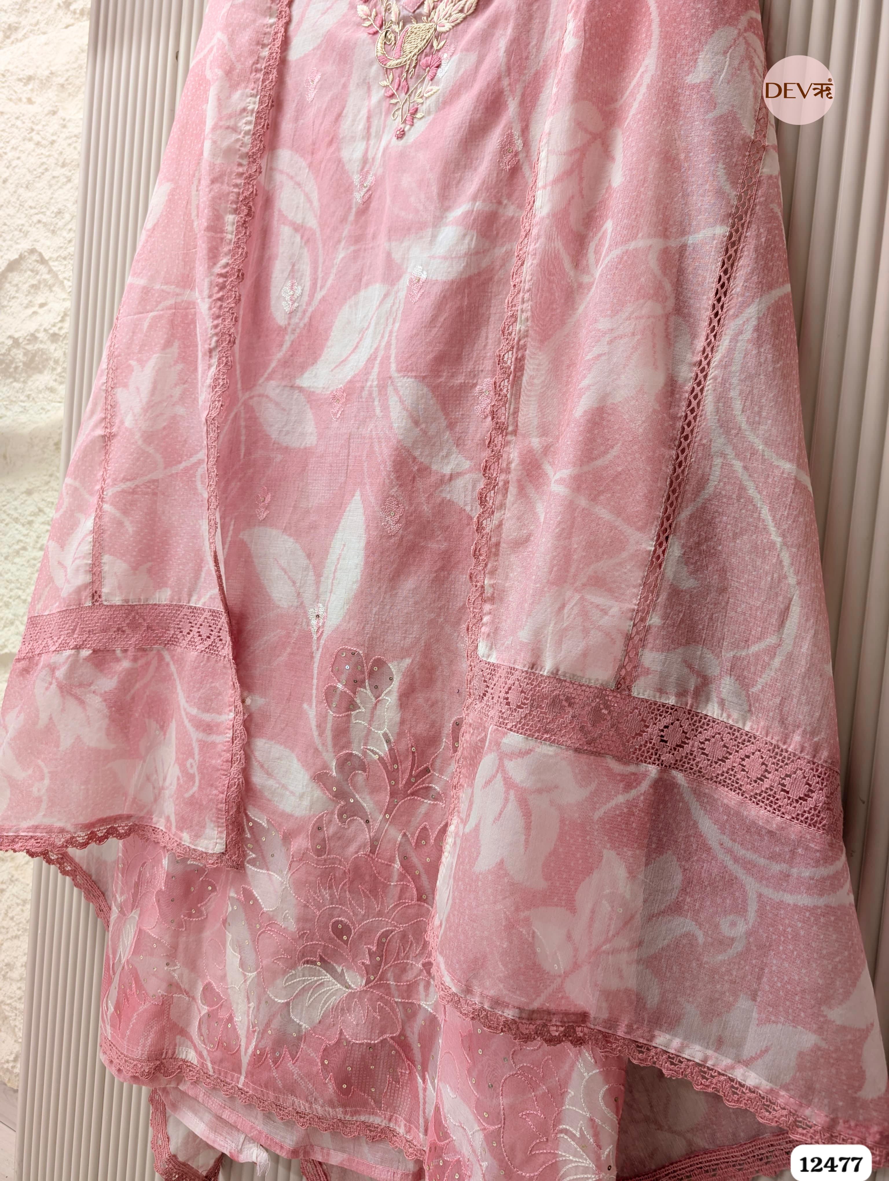Blush Pink Mul Chanderi Embroidered Unstitched 3-Piece Suit (Devri – D.No. 12477)