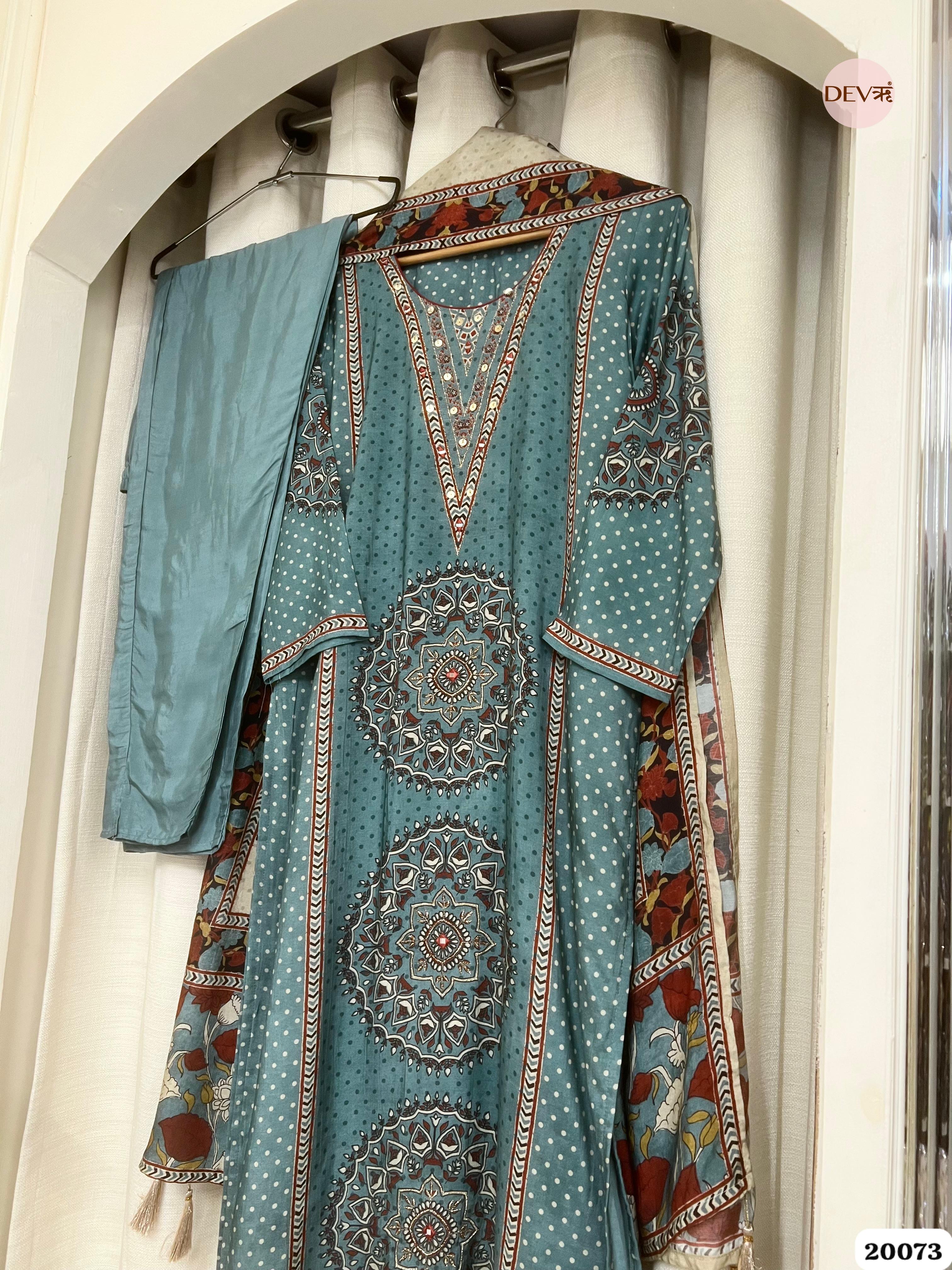 Vanya Muslin Digital Printed Teal 3-Piece  D.No 20073