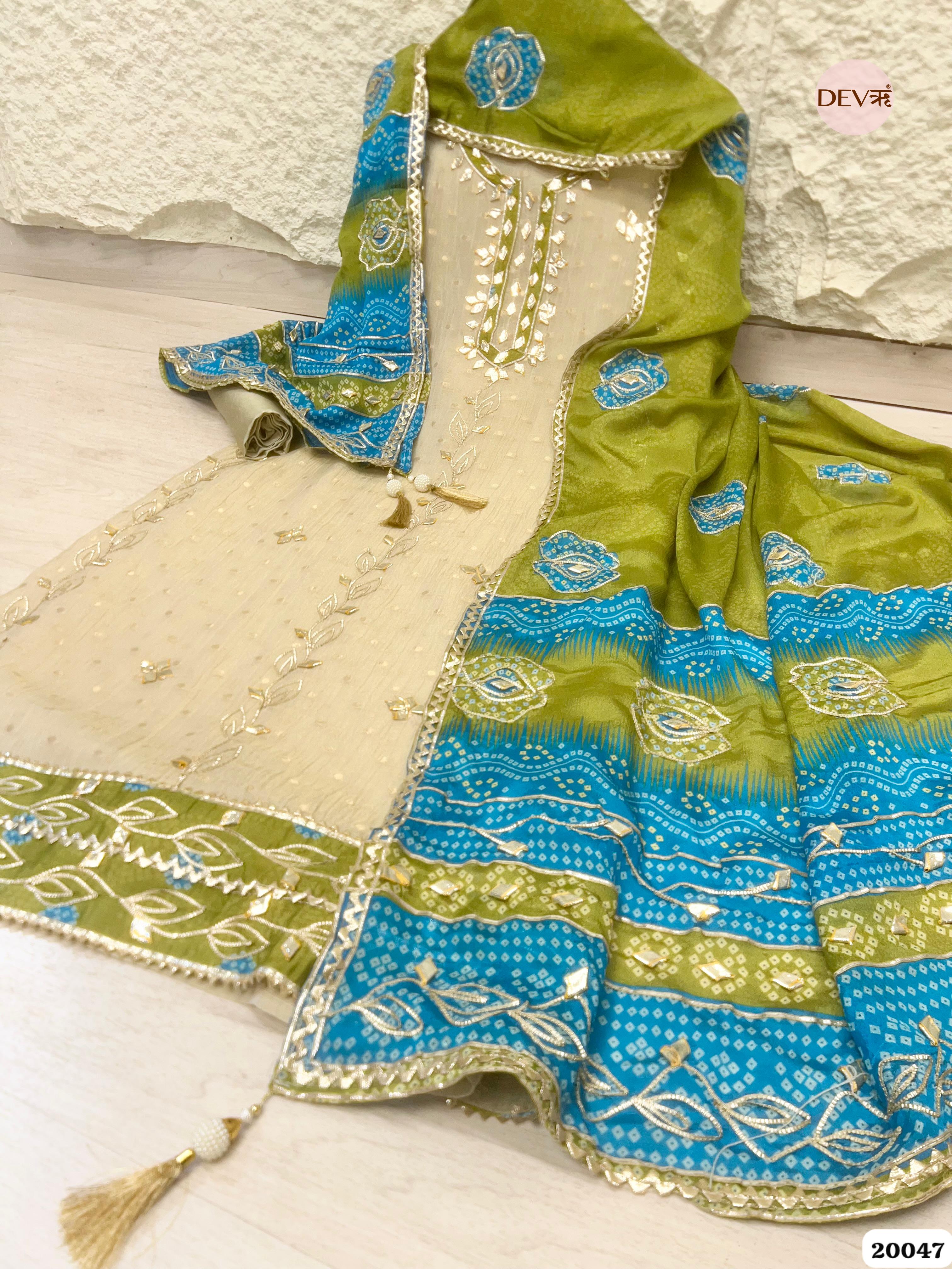 Ivory Pure Tissue Crush Embroidered Unstitched 3-Piece Suit (Devri – D.No. 20047)