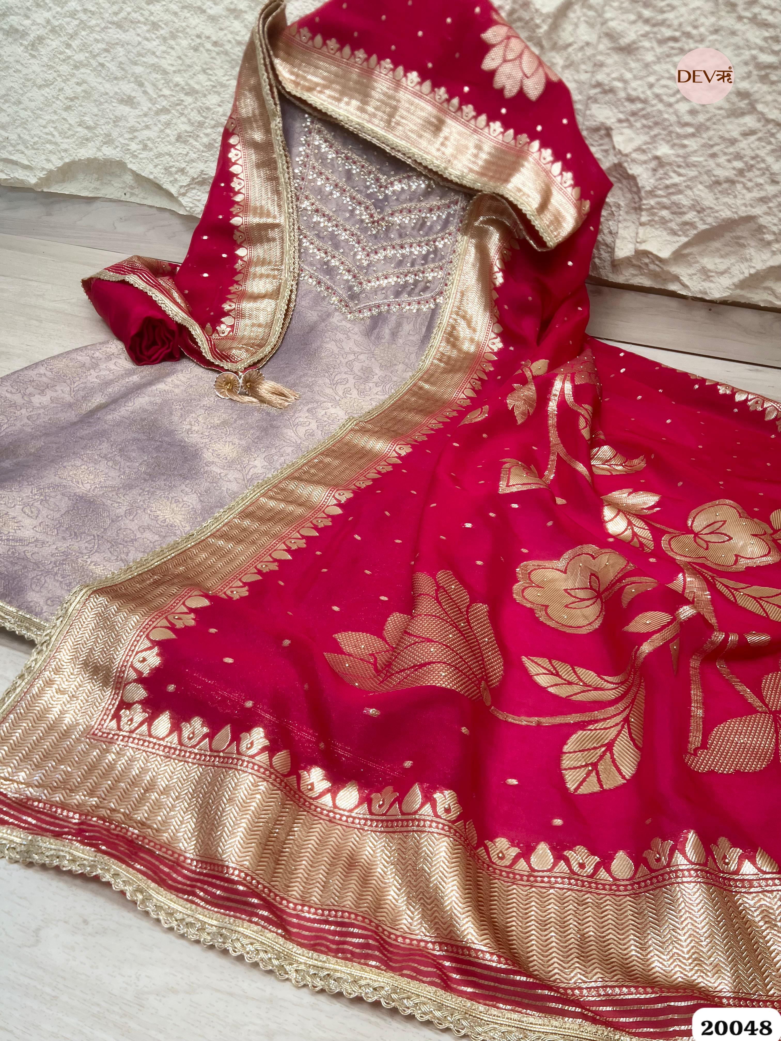 Dusty Mauve Pure Tissue Embroidered Unstitched 3-Piece Suit (Devri – D.No. 20048)