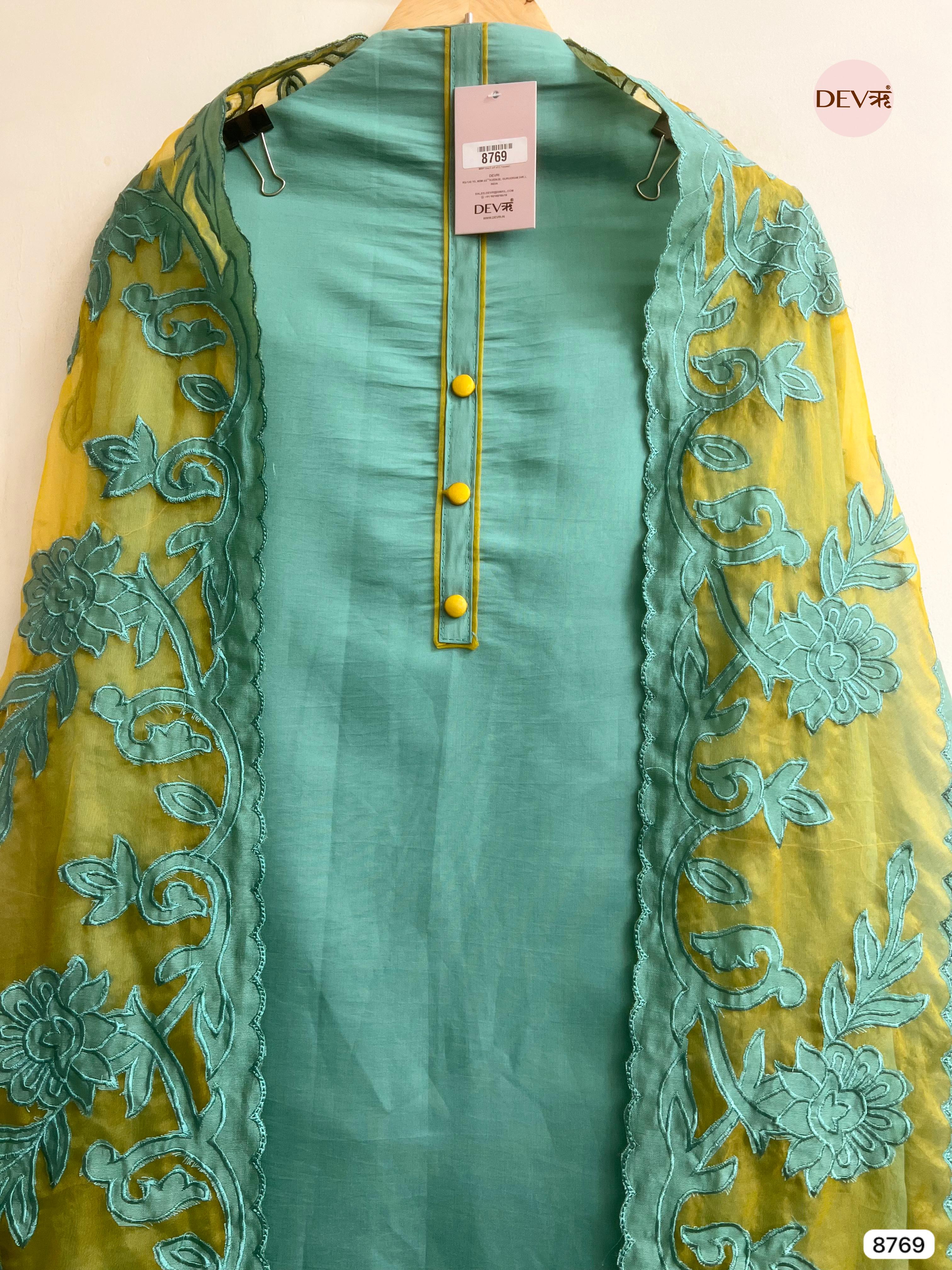 Seafoam Green Modal Silk Embroidered Unstitched 3-Piece Suit (Devri – D.No 8769)
