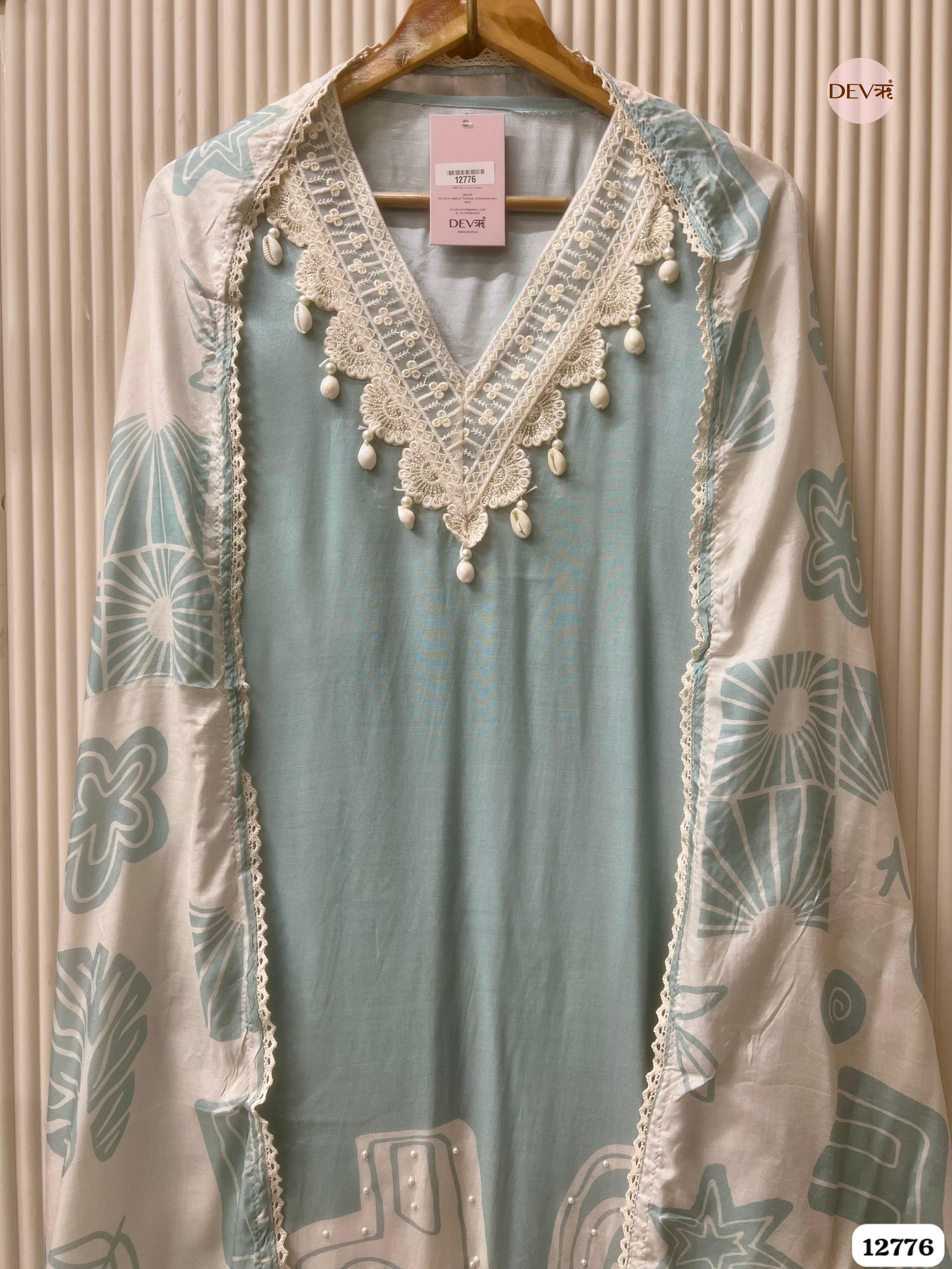 Sea Green Muslin Printed Unstitched 3-Piece Suit (Devri – D.No 12776)
