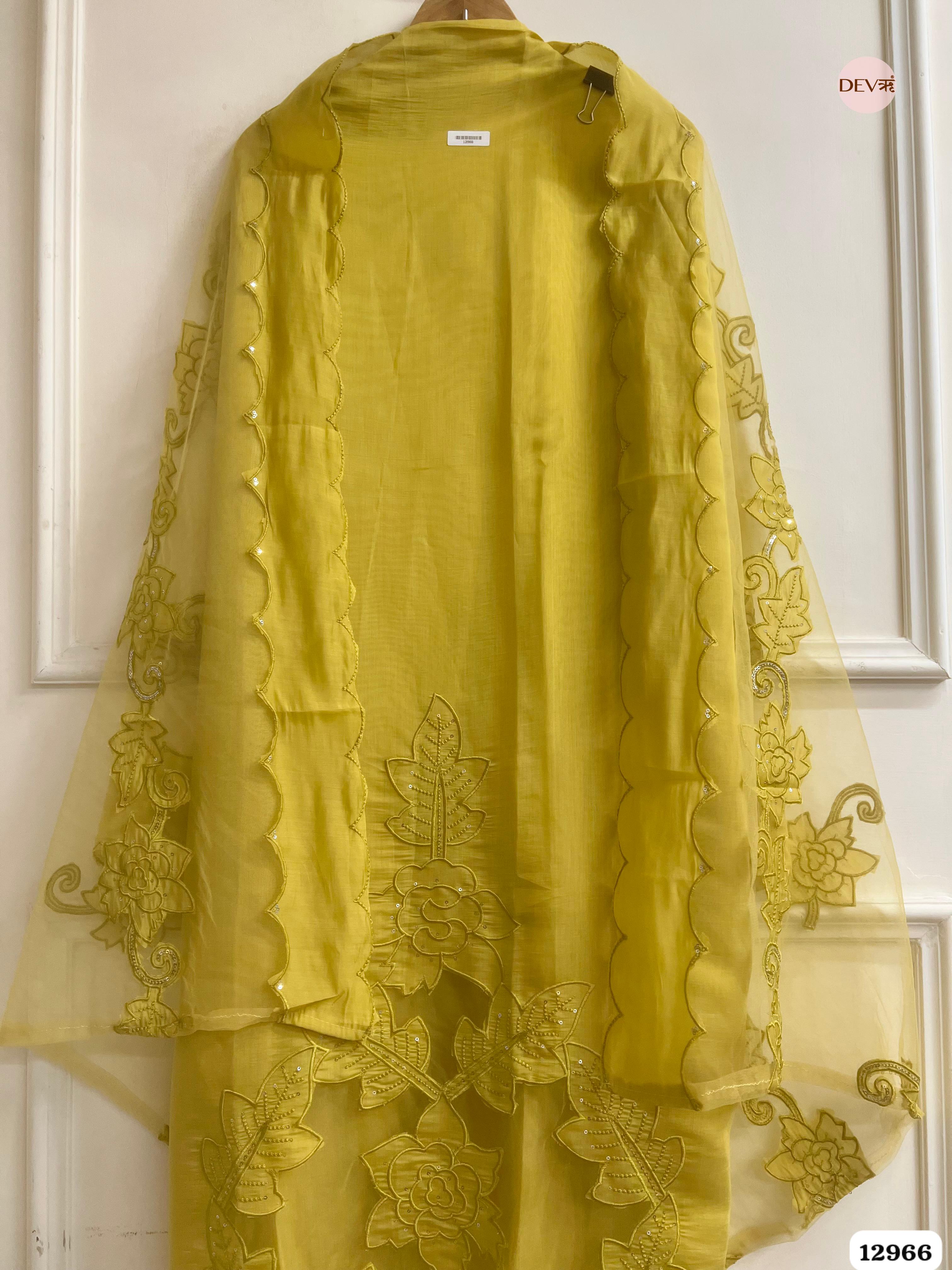 Mustard Roman Silk Embroidered Unstitched 3-Piece Suit (Devri – D.No 12966)