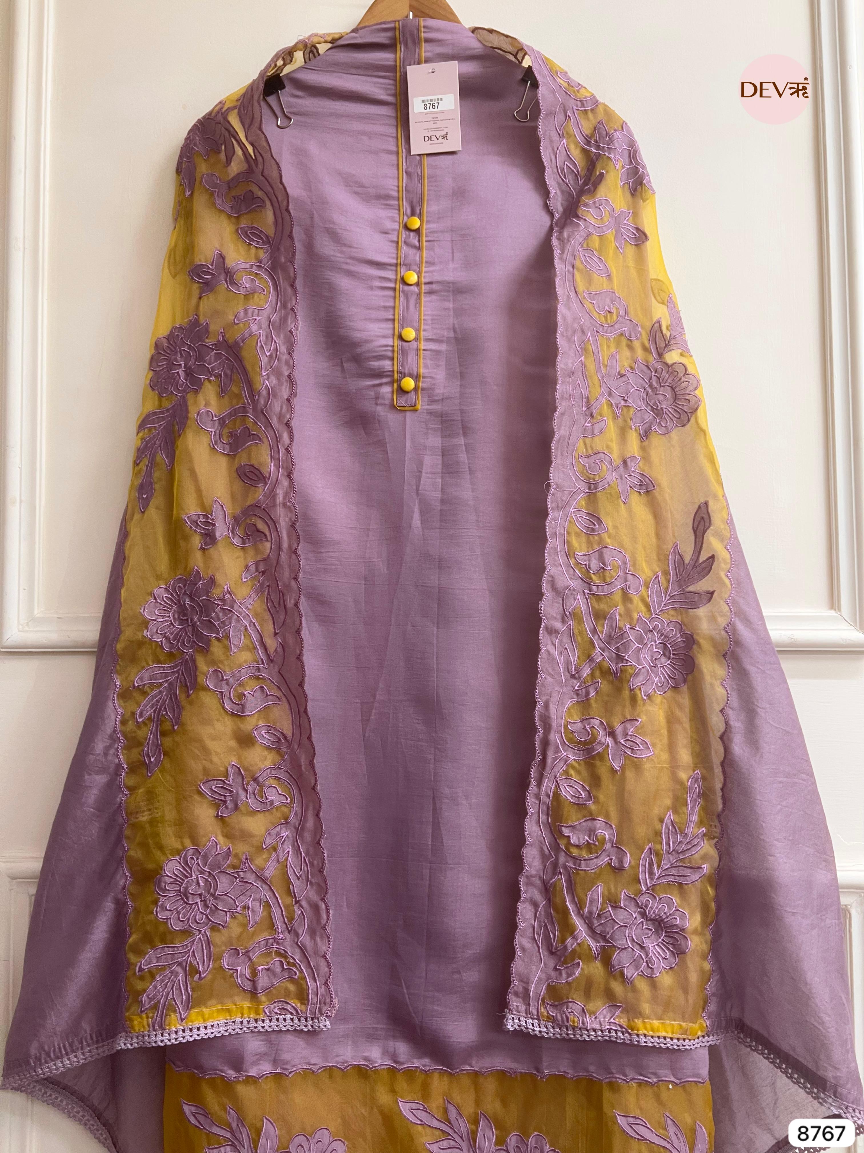 Lavender Modal Silk Embroidered Unstitched 3-Piece Suit (Devri – D.No 8767)