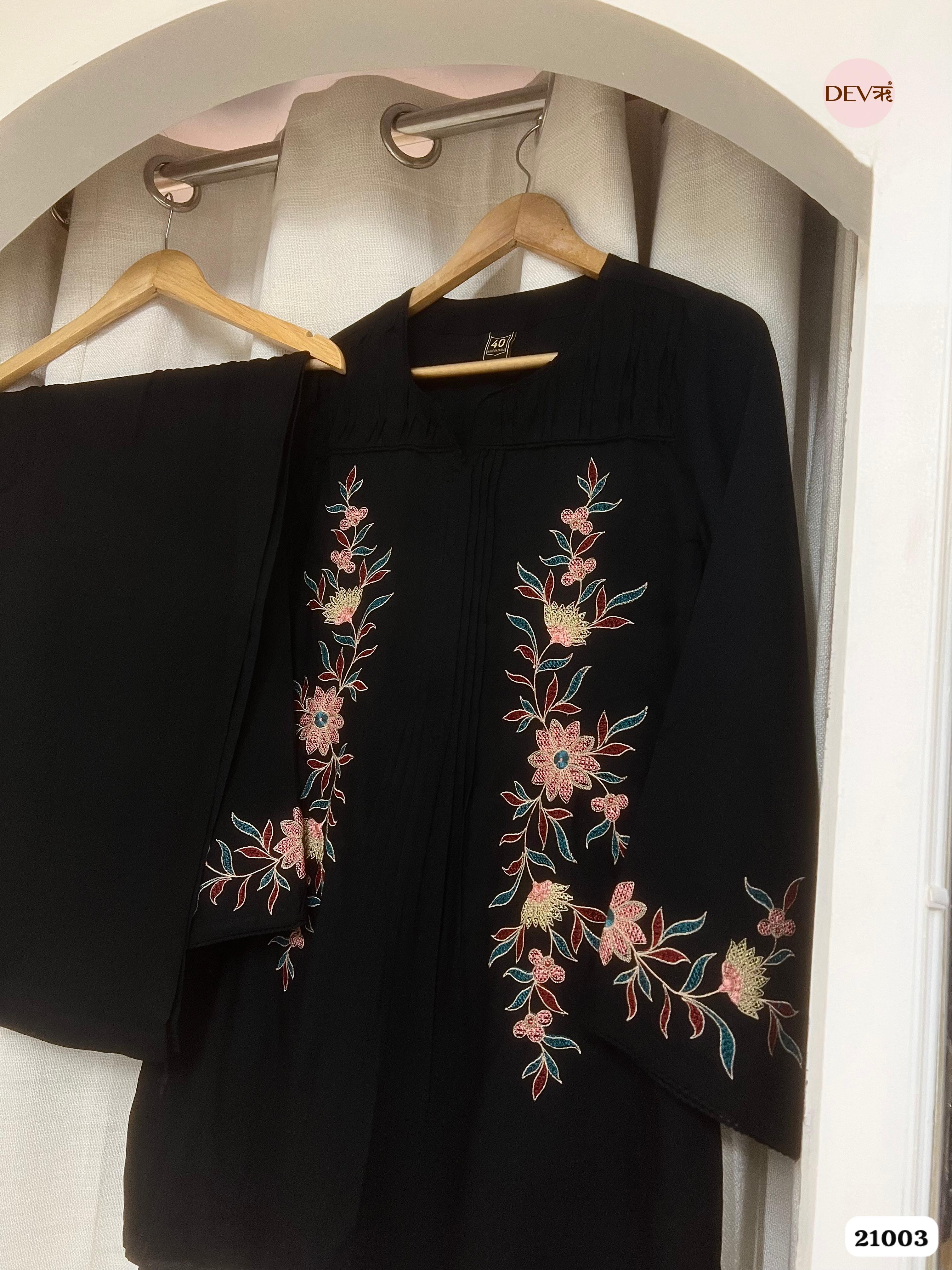 Advika Cotton Embroidered Black 2-Piece Set (Devri – D.No 21003)