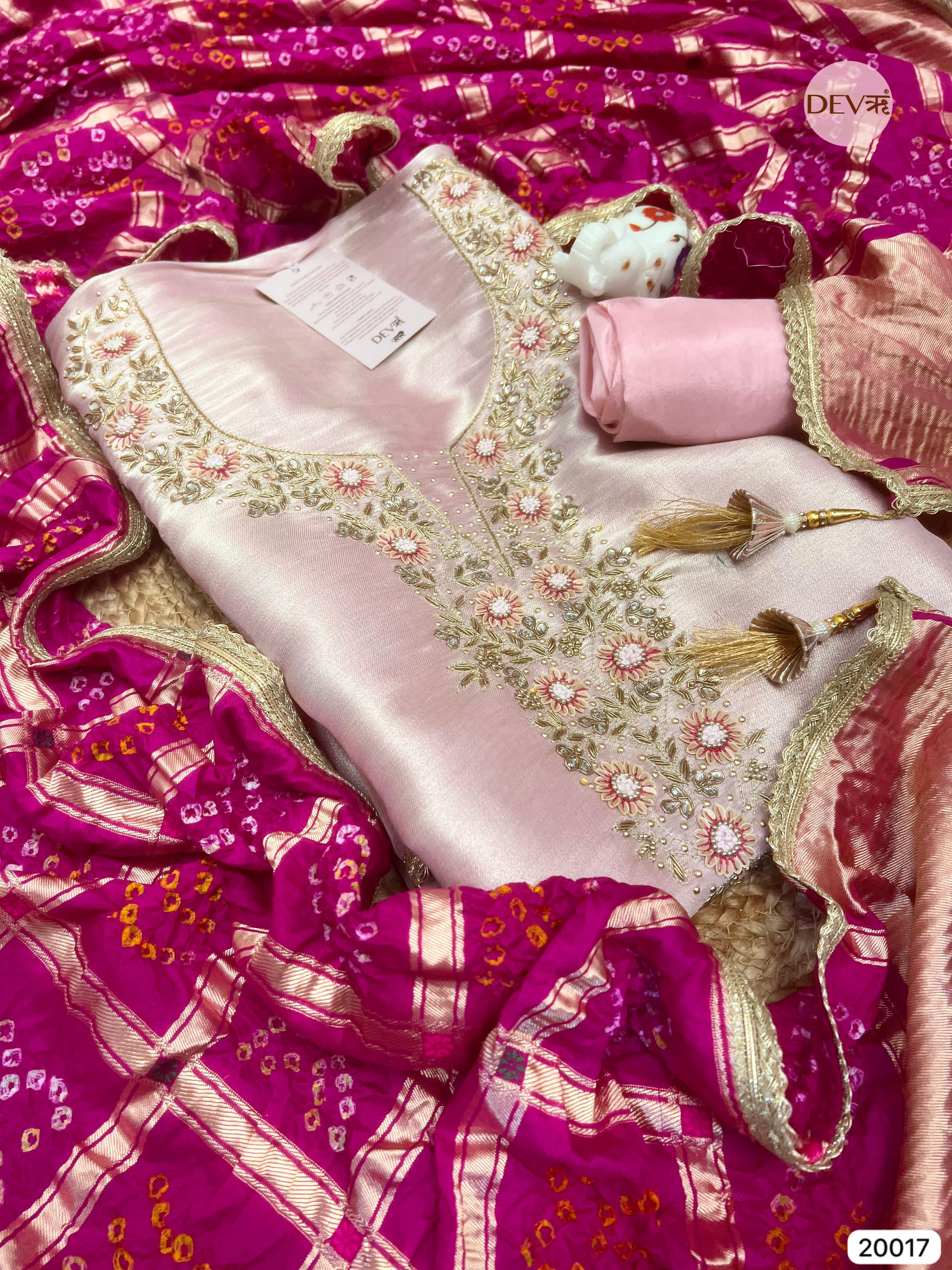 Blush Pink Giraffe Silk Embroidered Unstitched 3-Piece Suit (Devri – D.No 20017)