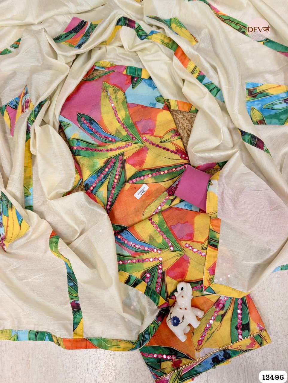 Multicolor Cotton Printed Unstitched 3-Piece Suit (Devri – D.No.12496)