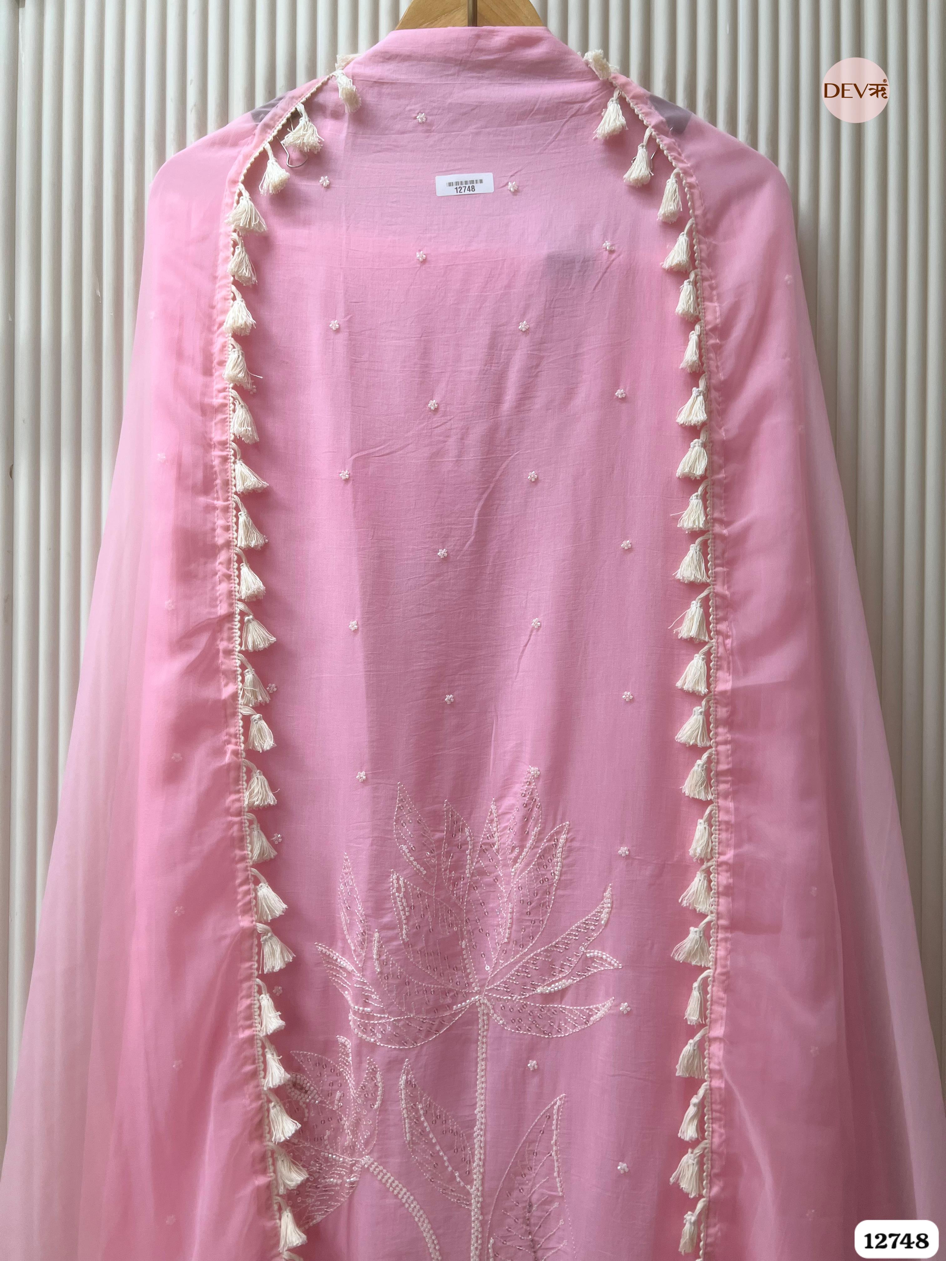 Pink Mul Cotton Embroidered Unstitched 3-Piece Suit (Devri – D.No 12748)
