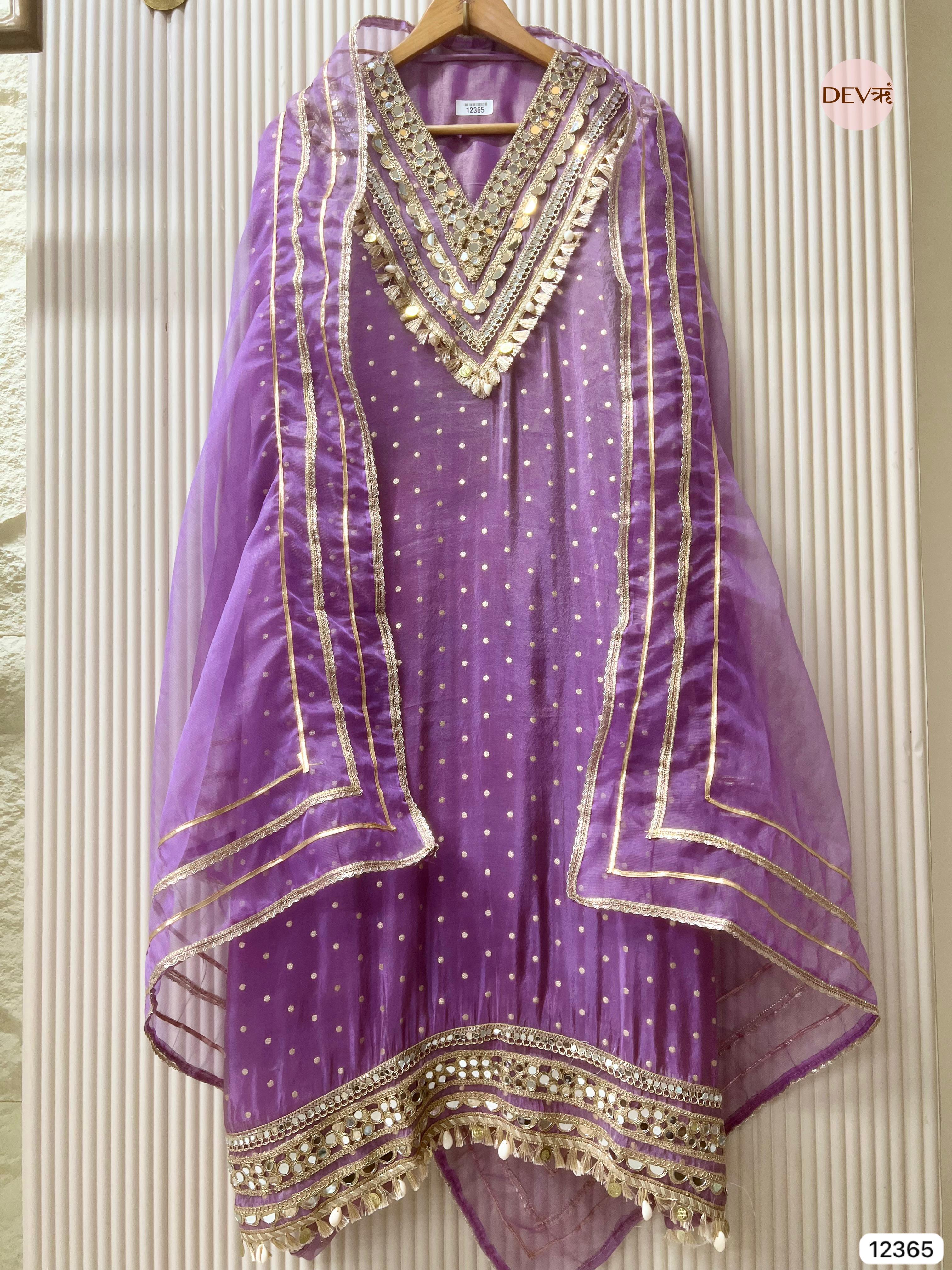 Lavender Tissue Shimmer Embellished Unstitched 3-Piece Suit (Devri – D.No 12365)