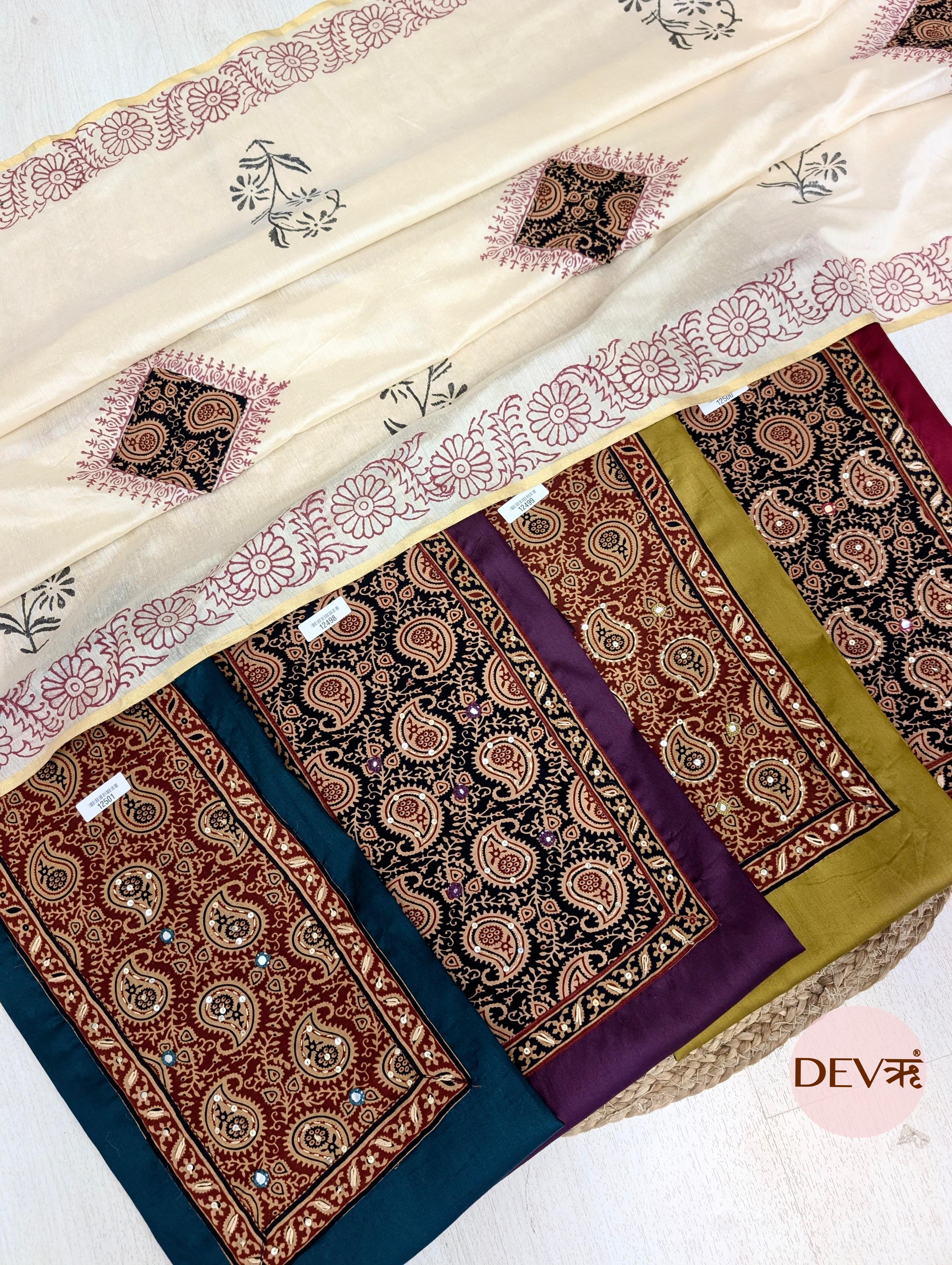 Teal Green Cotton Printed Unstitched 3-Piece Suit (Devri – D.No. 12501)