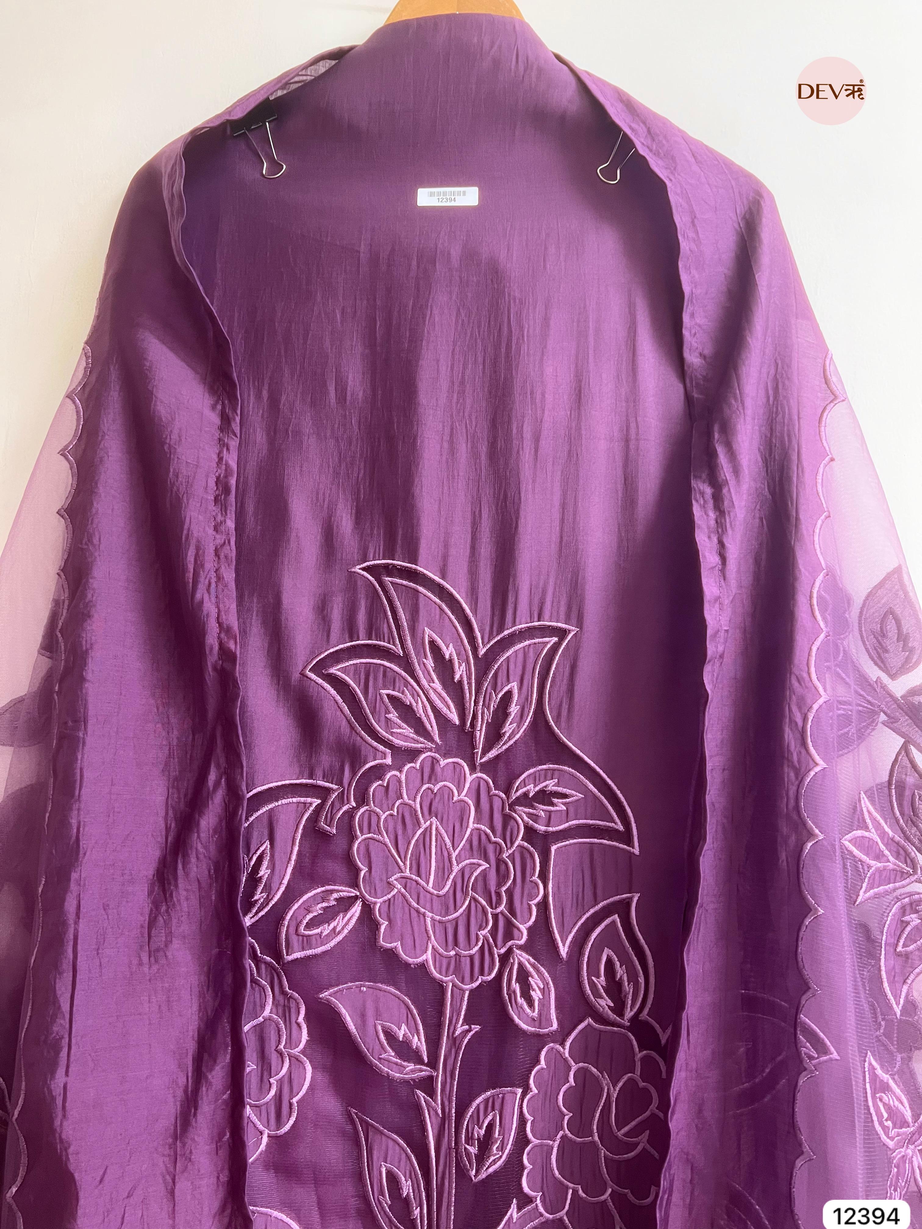 Plum Modal Silk Embroidered Unstitched 3-Piece Suit (Devri – D.No 12394)