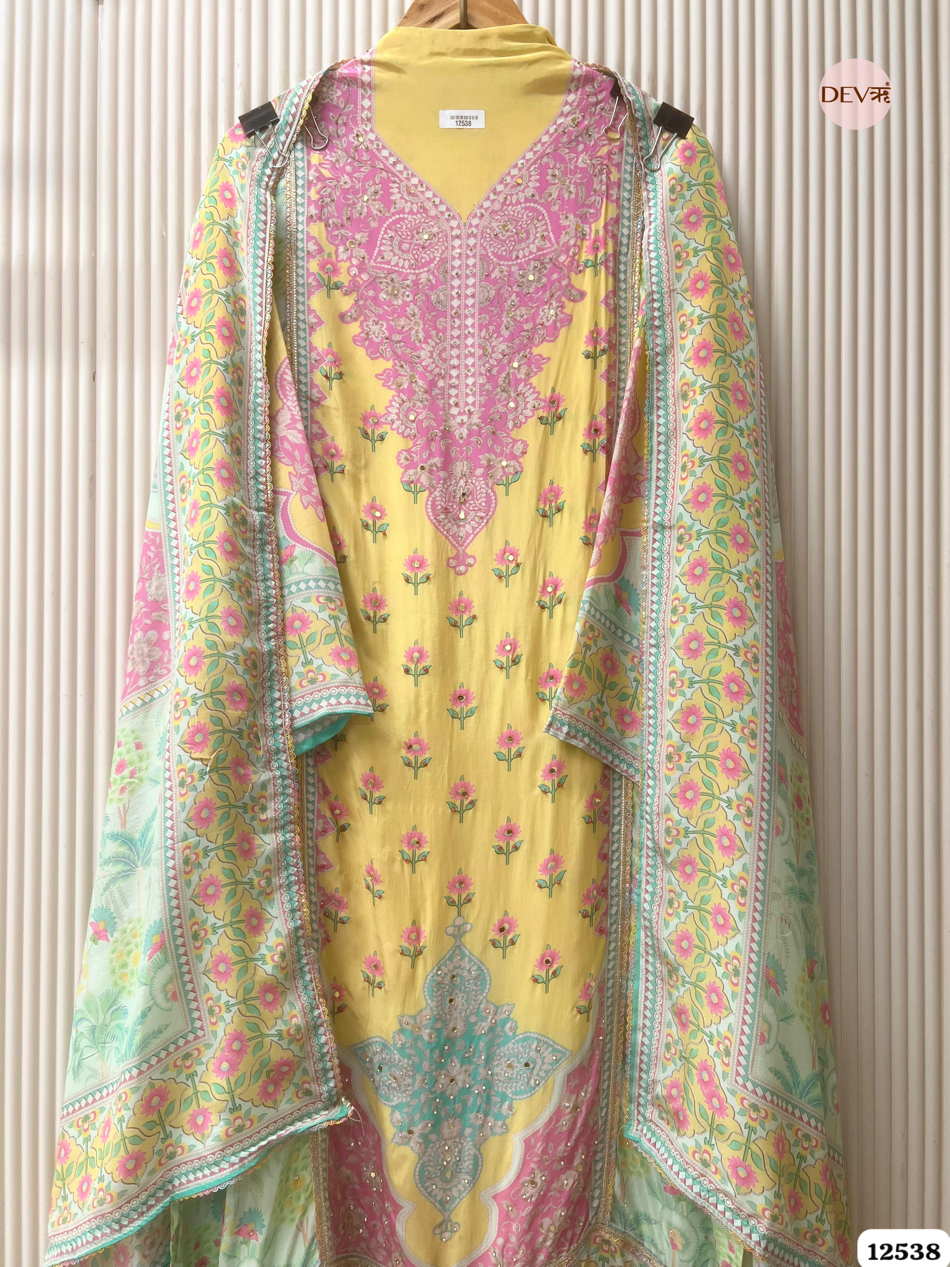 Taupe Muslin Digital Printed Unstitched 3-Piece Suit (Devri – D.No. 12538)