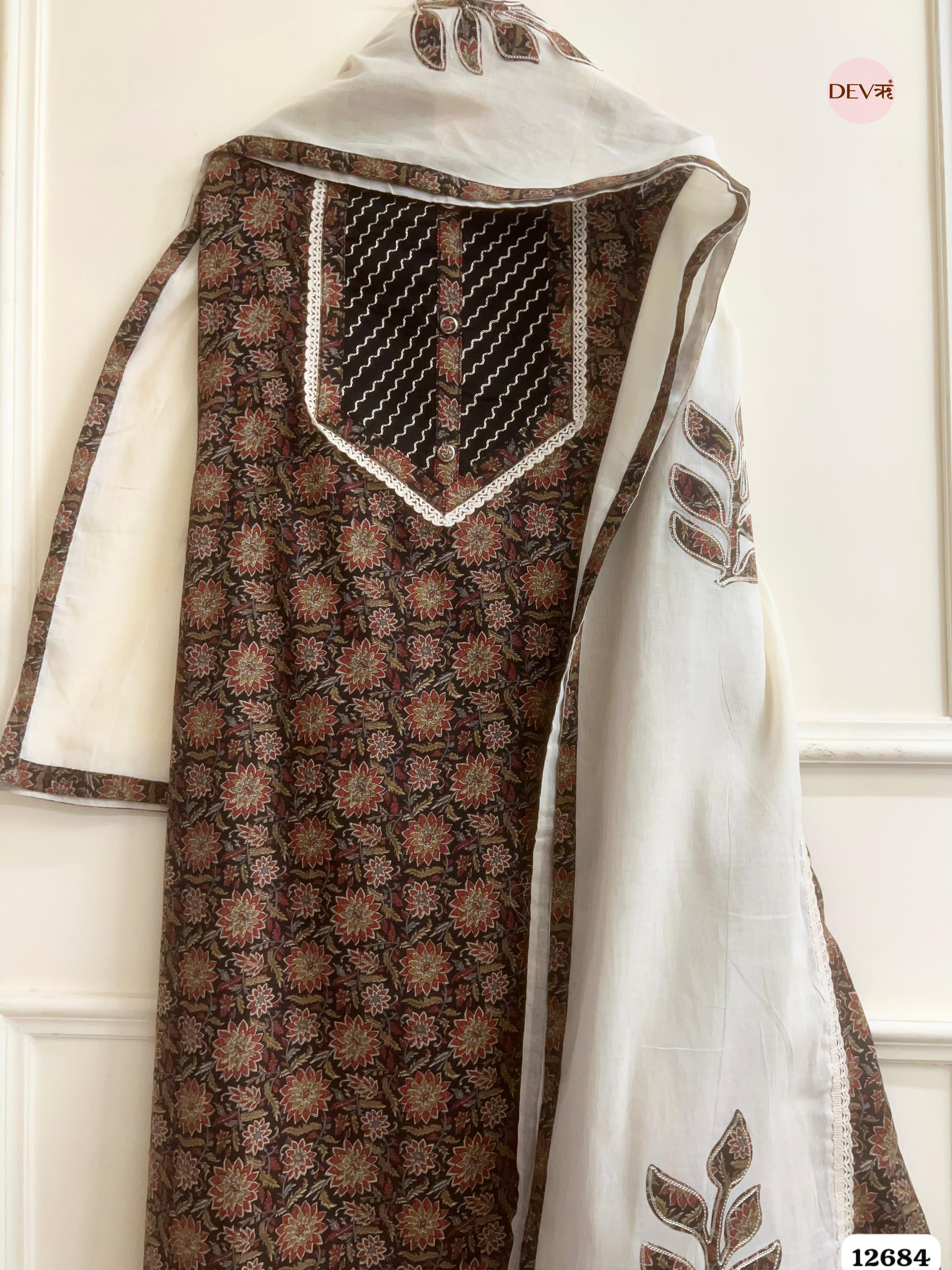 Multicolor Cotton Printed Unstitched 3-Piece Suit (Devri – D.No 12684)