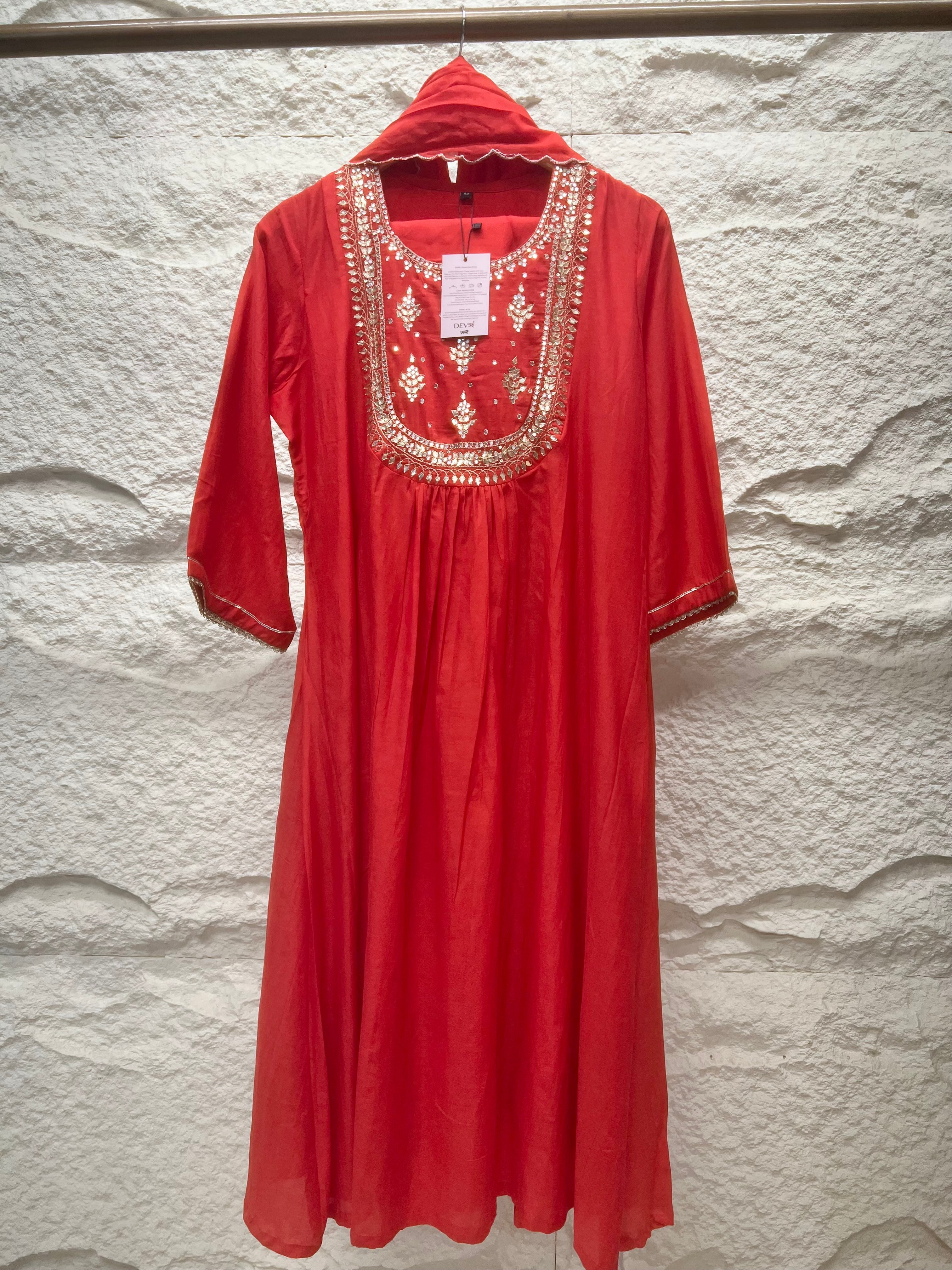 Scarlet Glow Chanderi 3-Piece Set {1023}