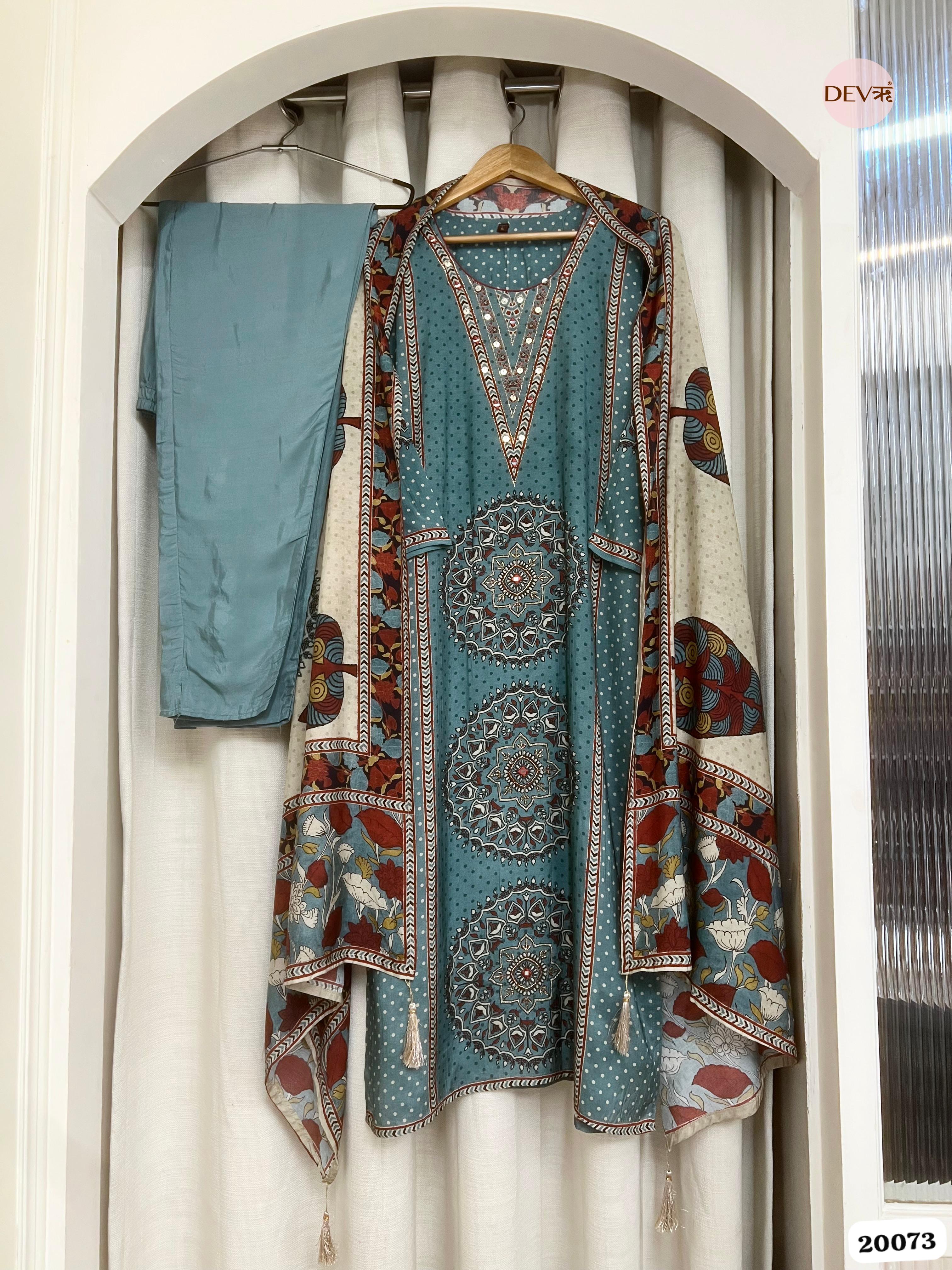 Vanya Muslin Digital Printed Teal 3-Piece  D.No 20073