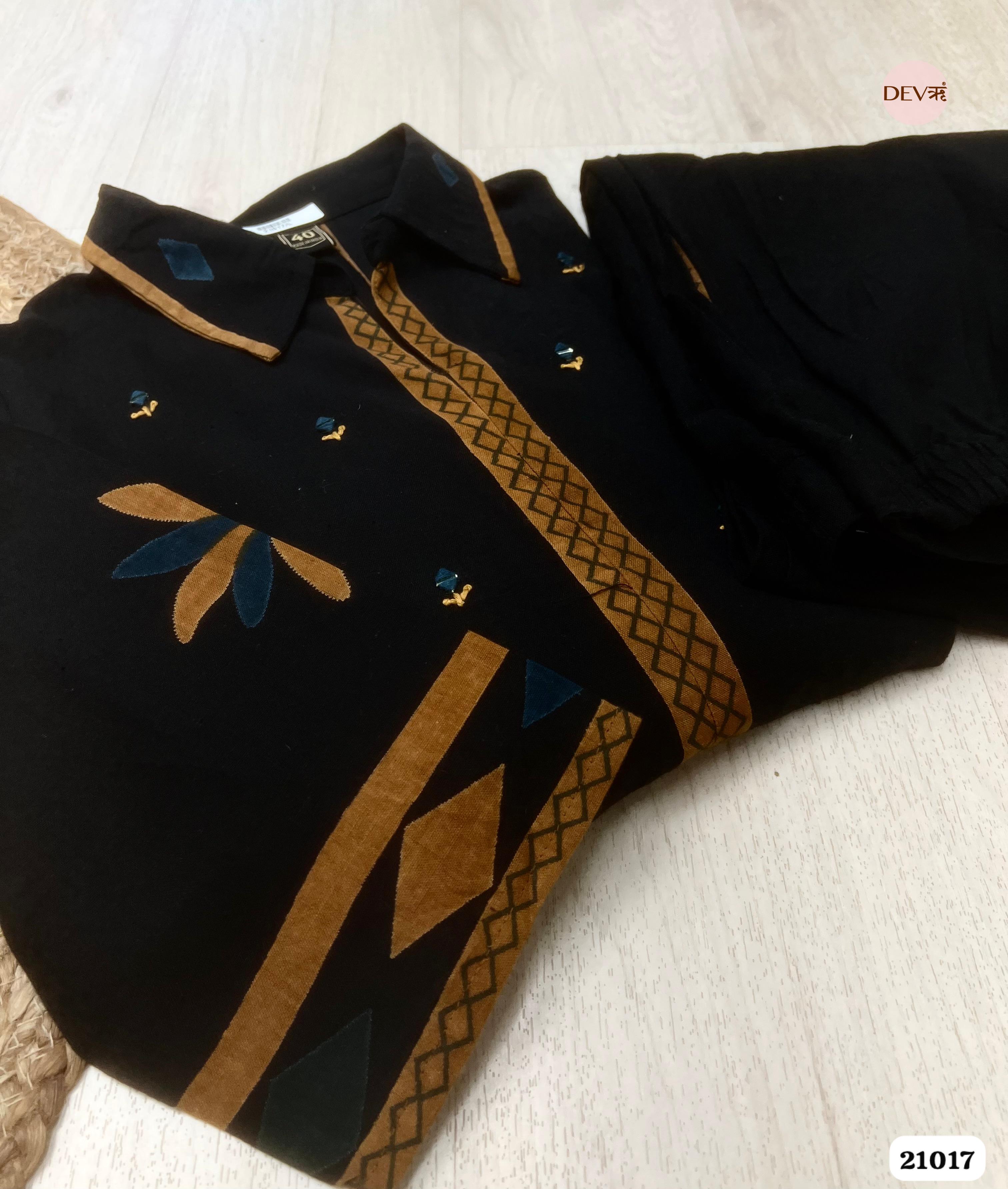 Meher Cotton slub Printed Black 2-Piece Set (Devri – D.No 21017)
