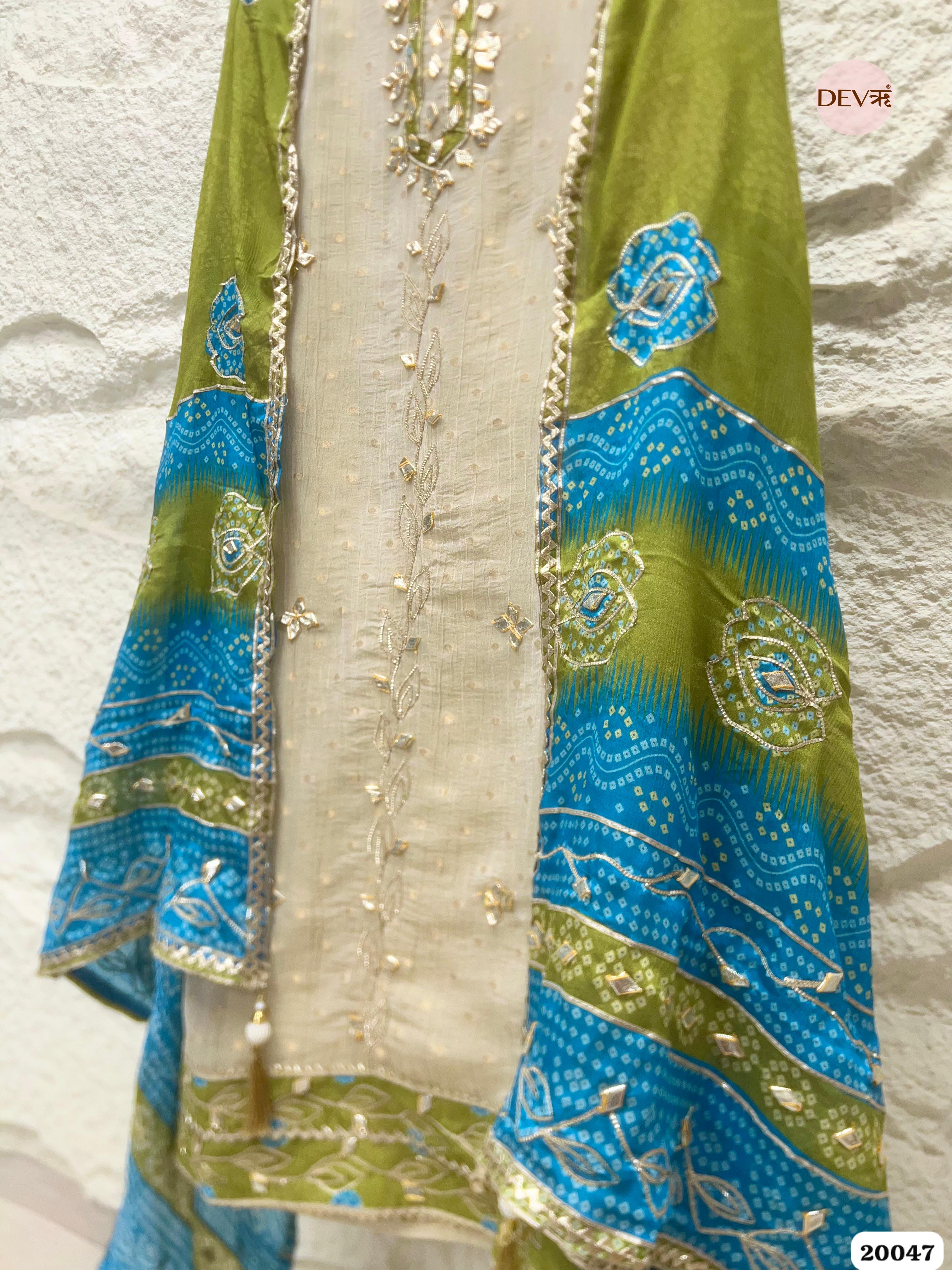 Ivory Pure Tissue Crush Embroidered Unstitched 3-Piece Suit (Devri – D.No. 20047)