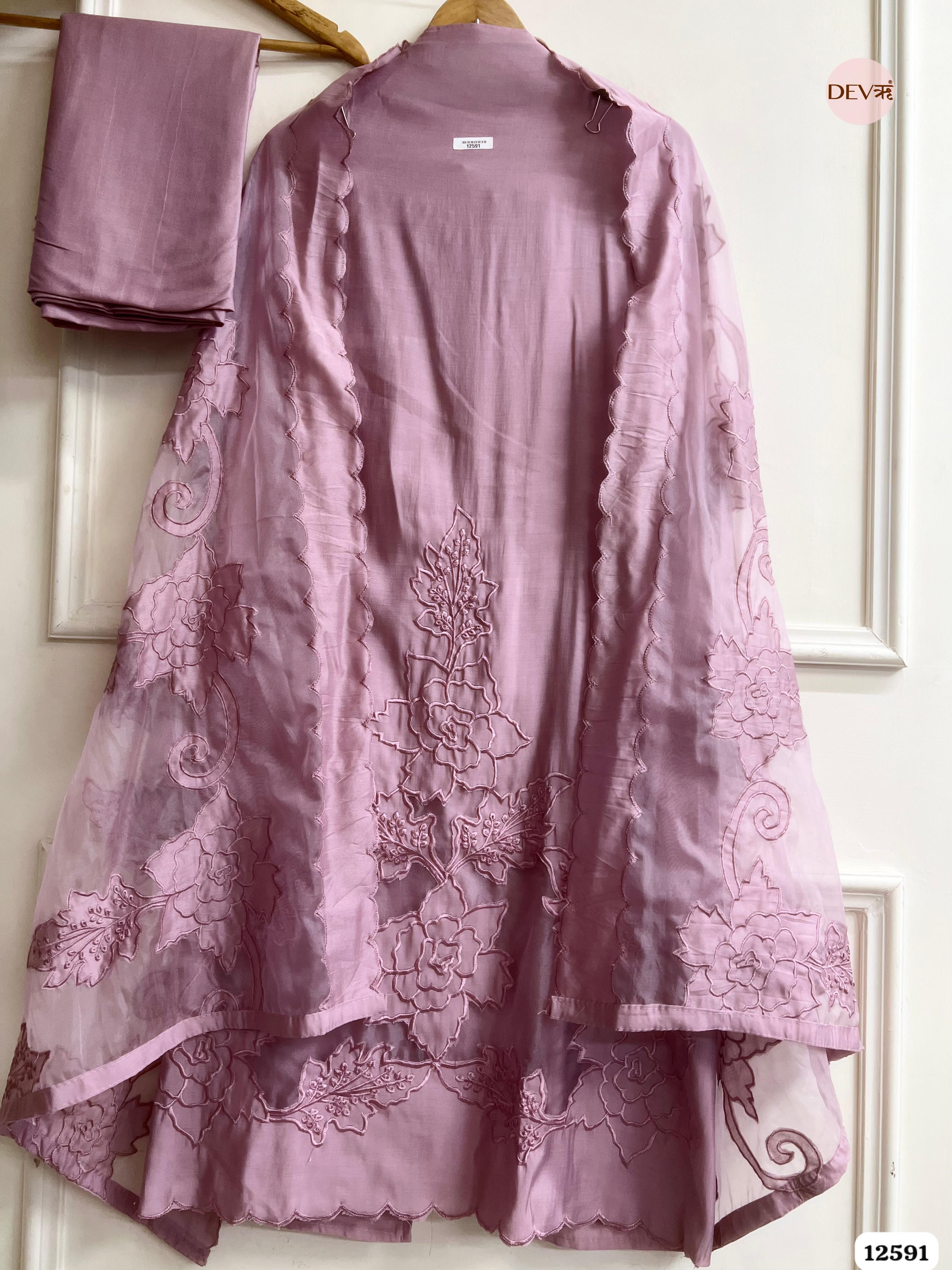.Mauve Modal Silk Embroidered Unstitched 3-Piece Suit (Devri – D.No 12591)