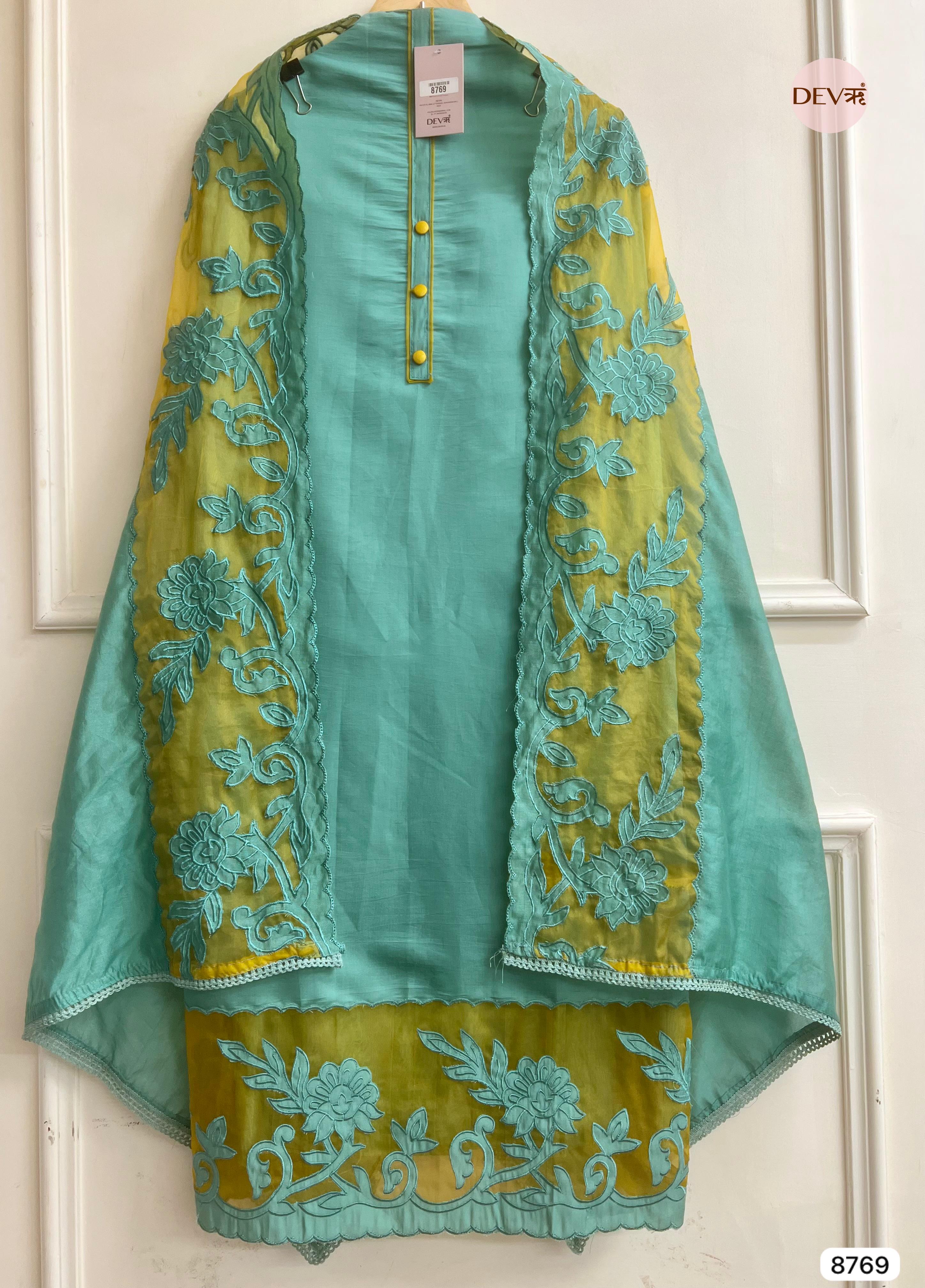 Seafoam Green Modal Silk Embroidered Unstitched 3-Piece Suit (Devri – D.No 8769)